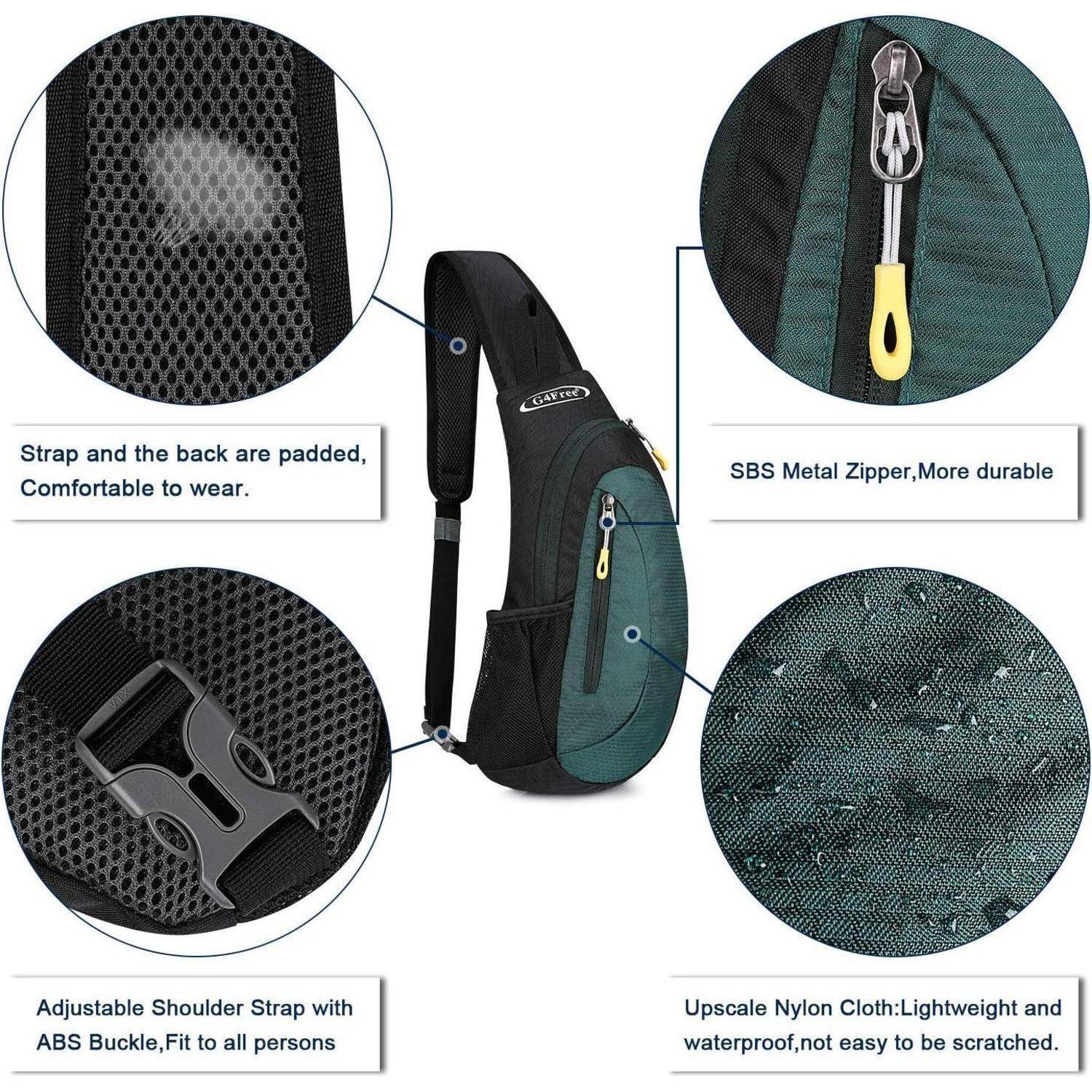 Brusttasche Sling Umhängetasche Rucksack S Schwarz und Dunkelgrün