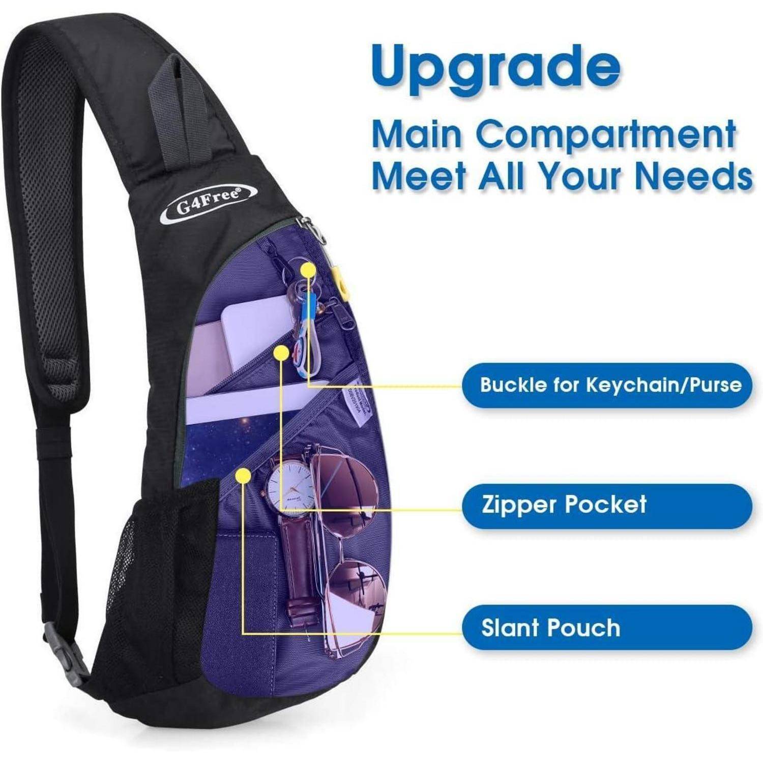 Brusttasche Sling Umhängetasche Rucksack S Schwarz und Dunkelgrün