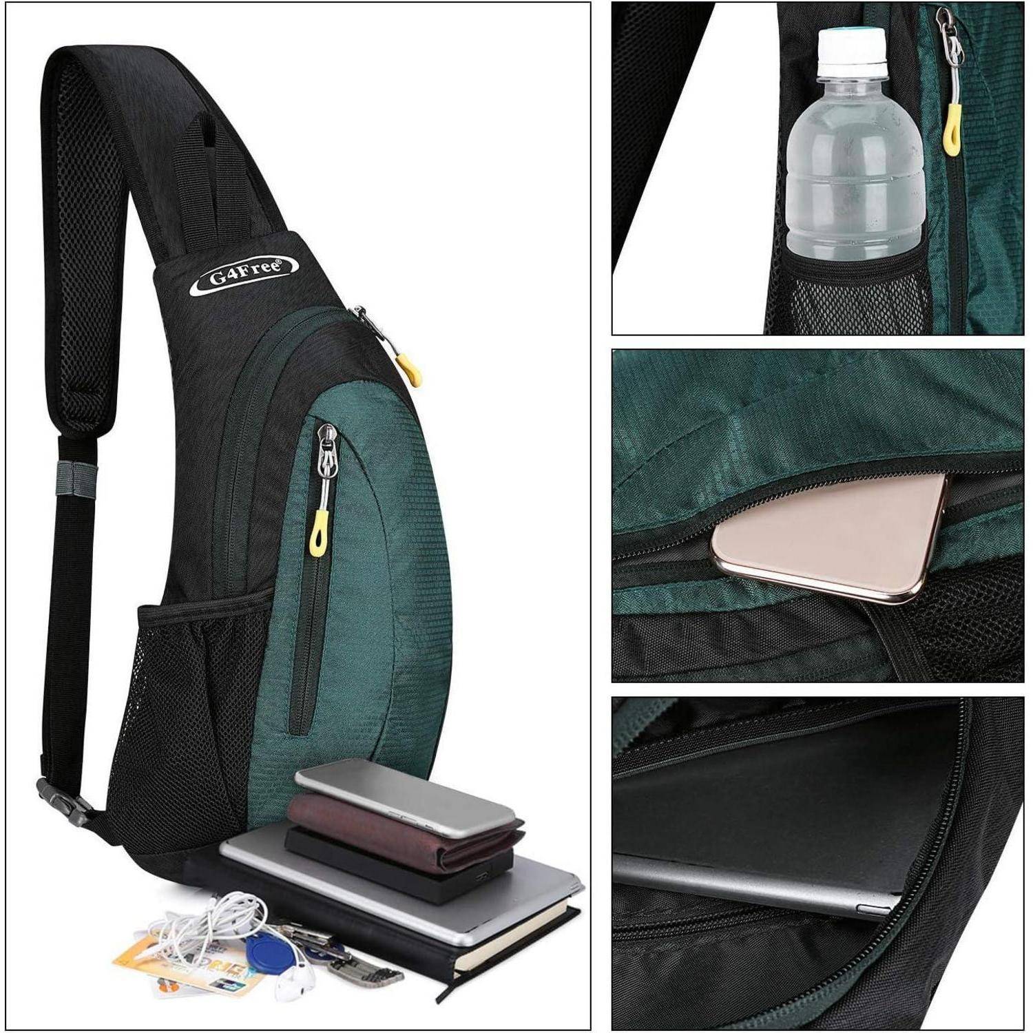 Brusttasche Sling Umhängetasche Rucksack S Schwarz und Dunkelgrün