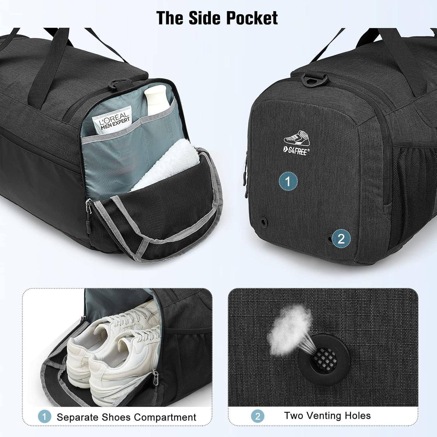 Reiserucksack 3 Wege 60 l Nassfach Schuhfach 45L Dunkelgrau Schwarz