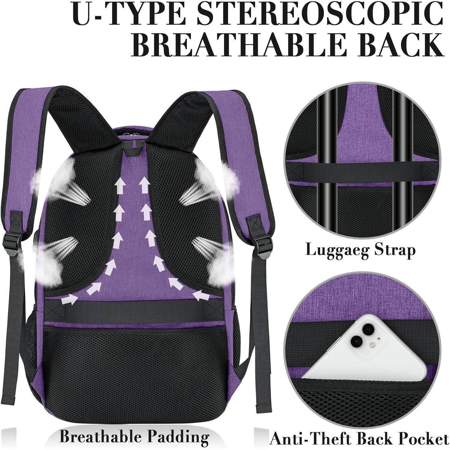 Rucksack mit atmungsaktiver Polsterung, Gepäckgurt und diebstahlsicherer Tasche, mit U-förmigem stereoskopischem Design für maximalen Komfort.