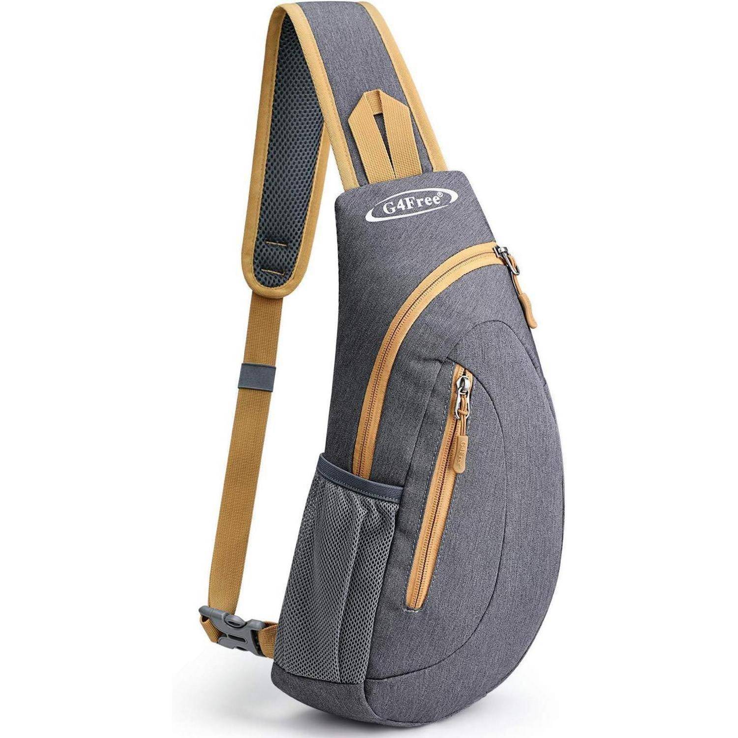 Brusttasche Sling Schulterrucksack Dreieckpack Wandern S Grau Gelb