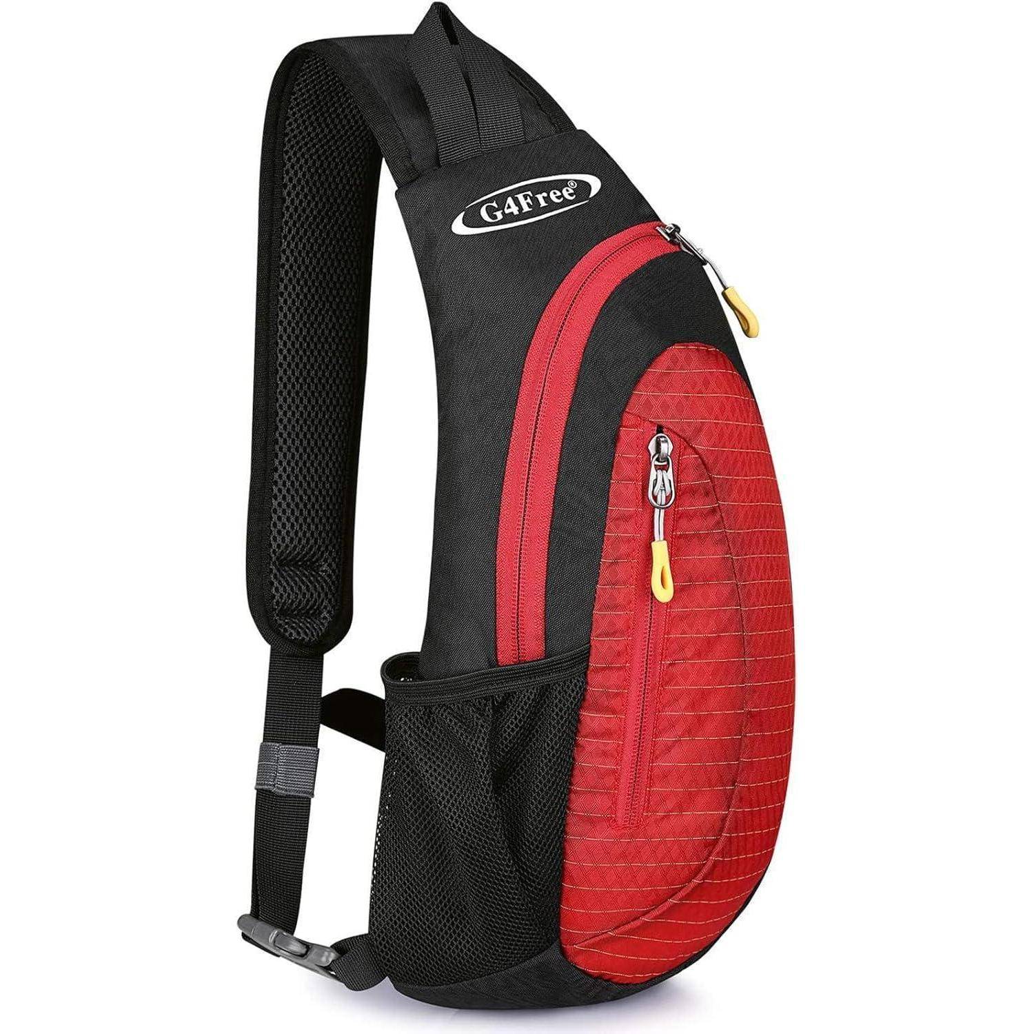 Brusttasche Sling Umhängetasche Rucksack Dreieck S Schwarz und Orange