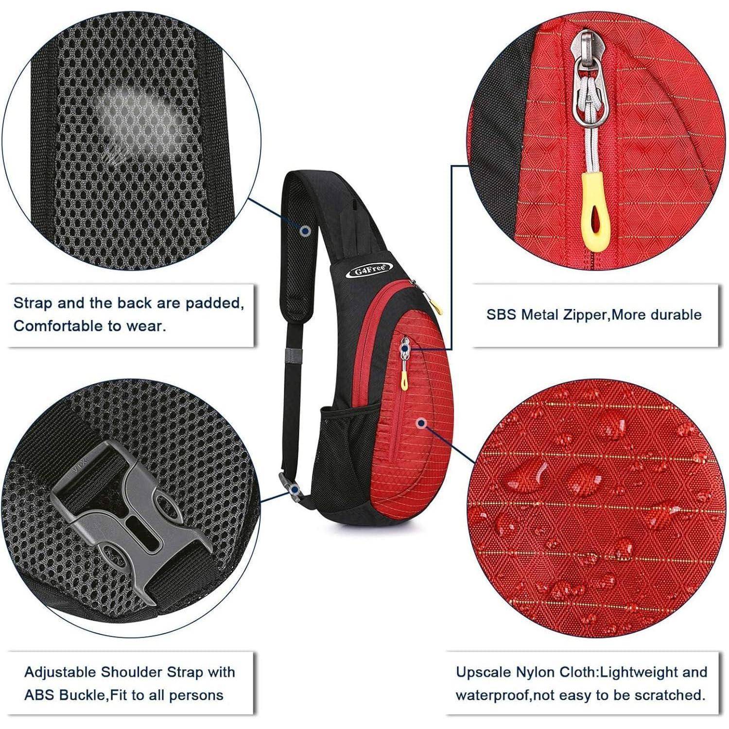 Brusttasche Sling Umhängetasche Rucksack Dreieck S Schwarz und Orange