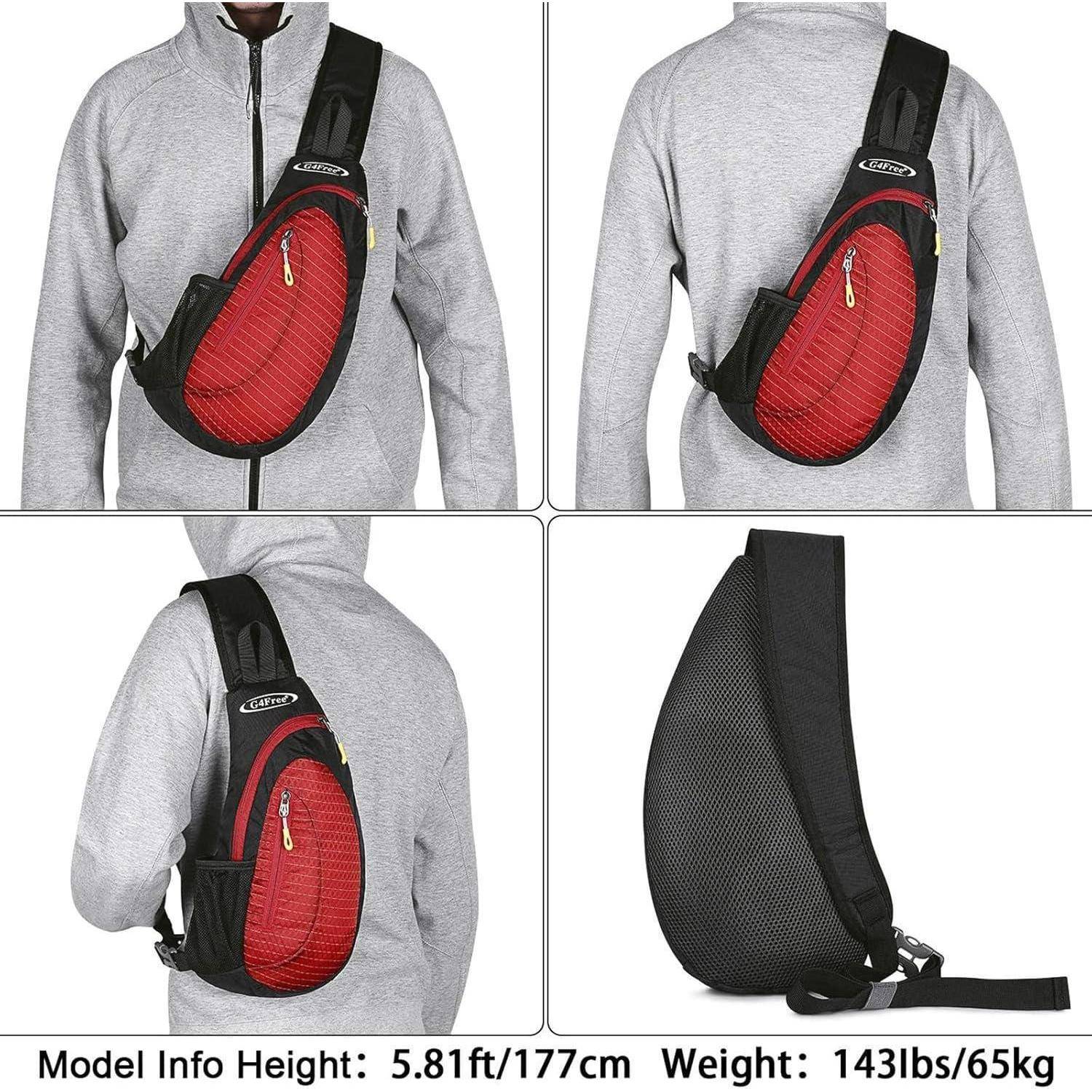 Brusttasche Sling Umhängetasche Rucksack Dreieck S Schwarz und Orange