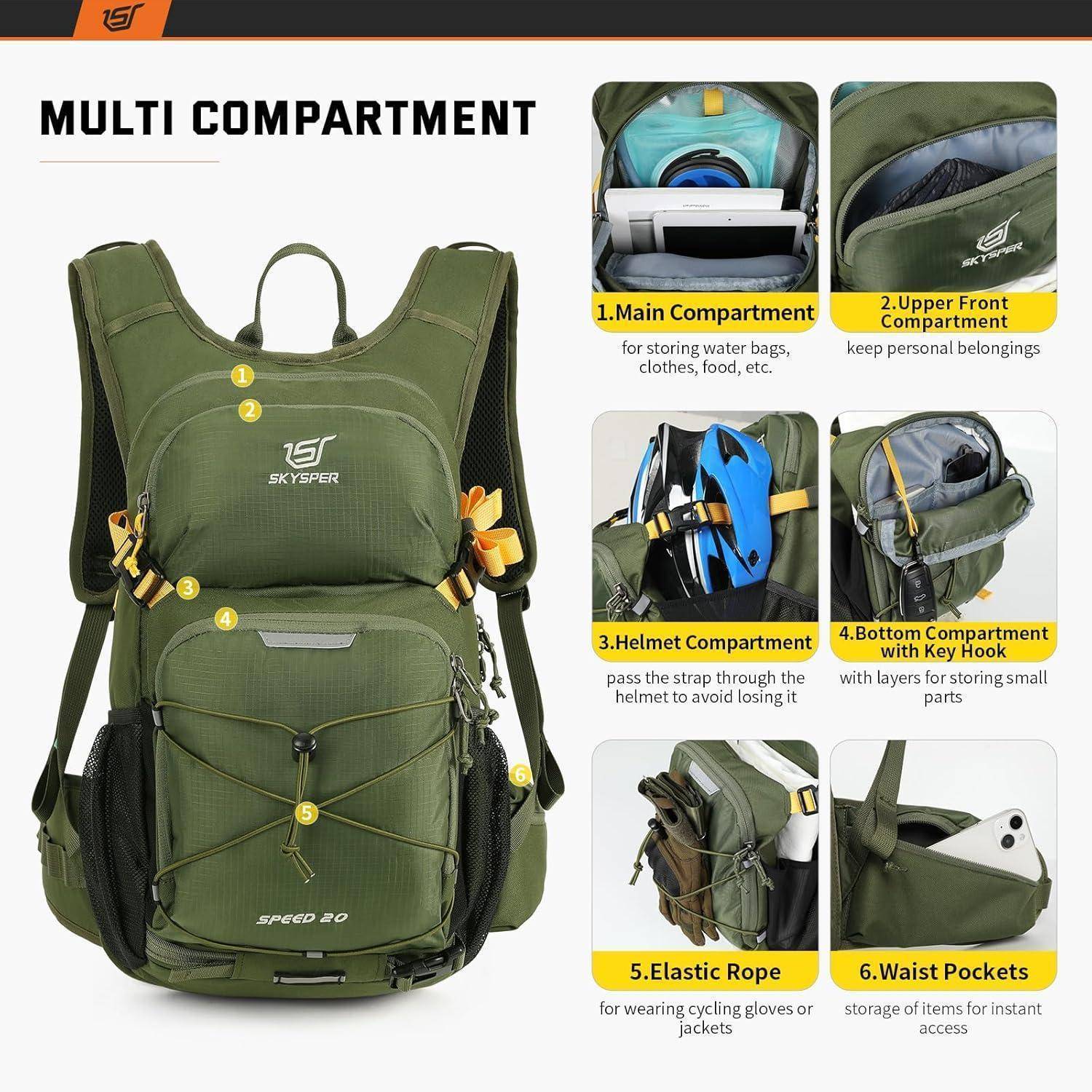 Wanderrucksack 20L Fahrradrucksack Ispeed20-militärgrün