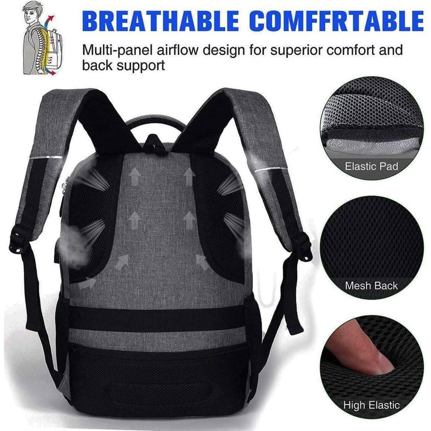 Luftdurchlässiger, komfortabler Rucksack mit mehrteiligem Luftströmungsdesign, elastischer Polsterung, Netzrücken und hochelastischem Material für Halt und Komfort.
