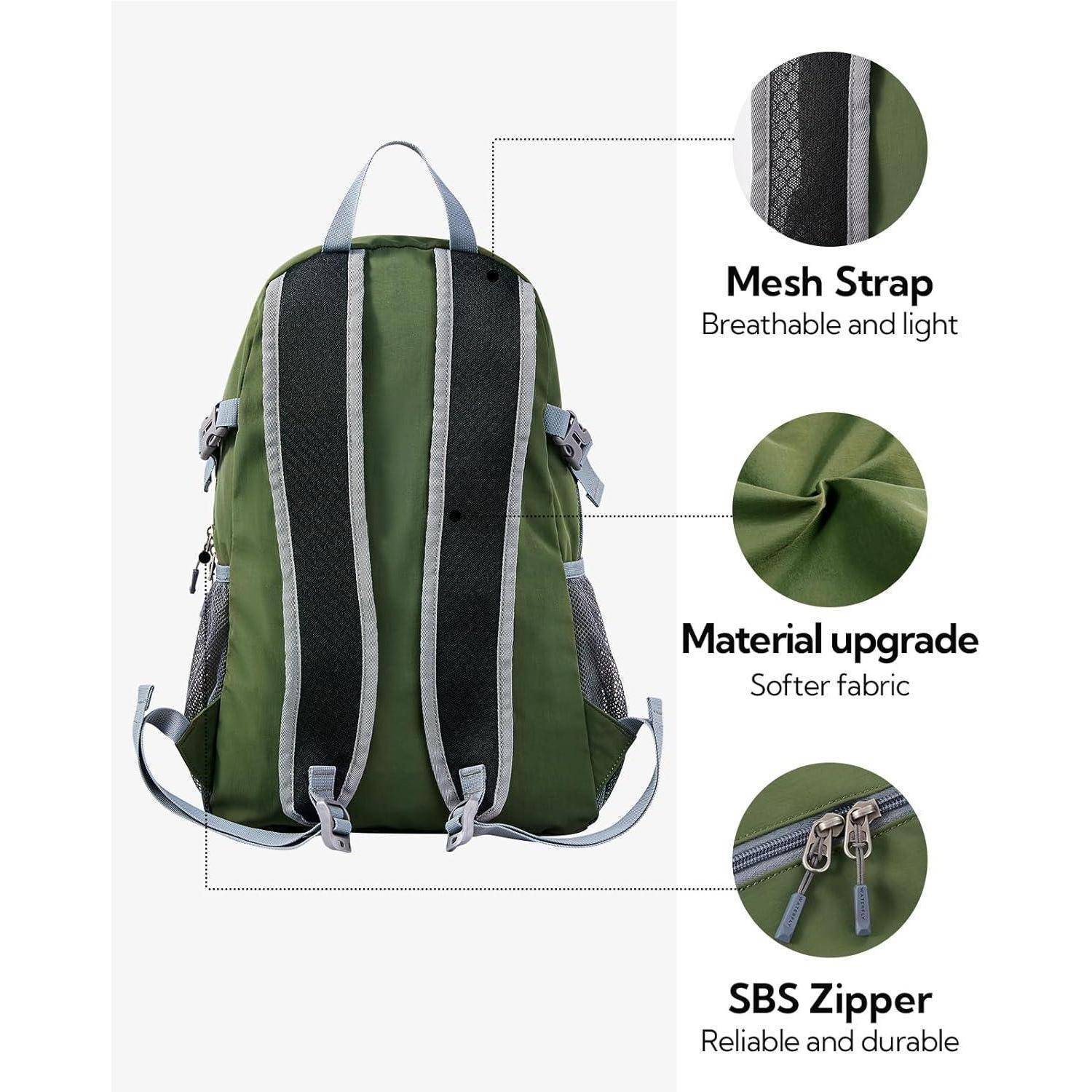 Rucksack Ultraleicht Faltbar 20L Klein Trekking Herren Armeegrün