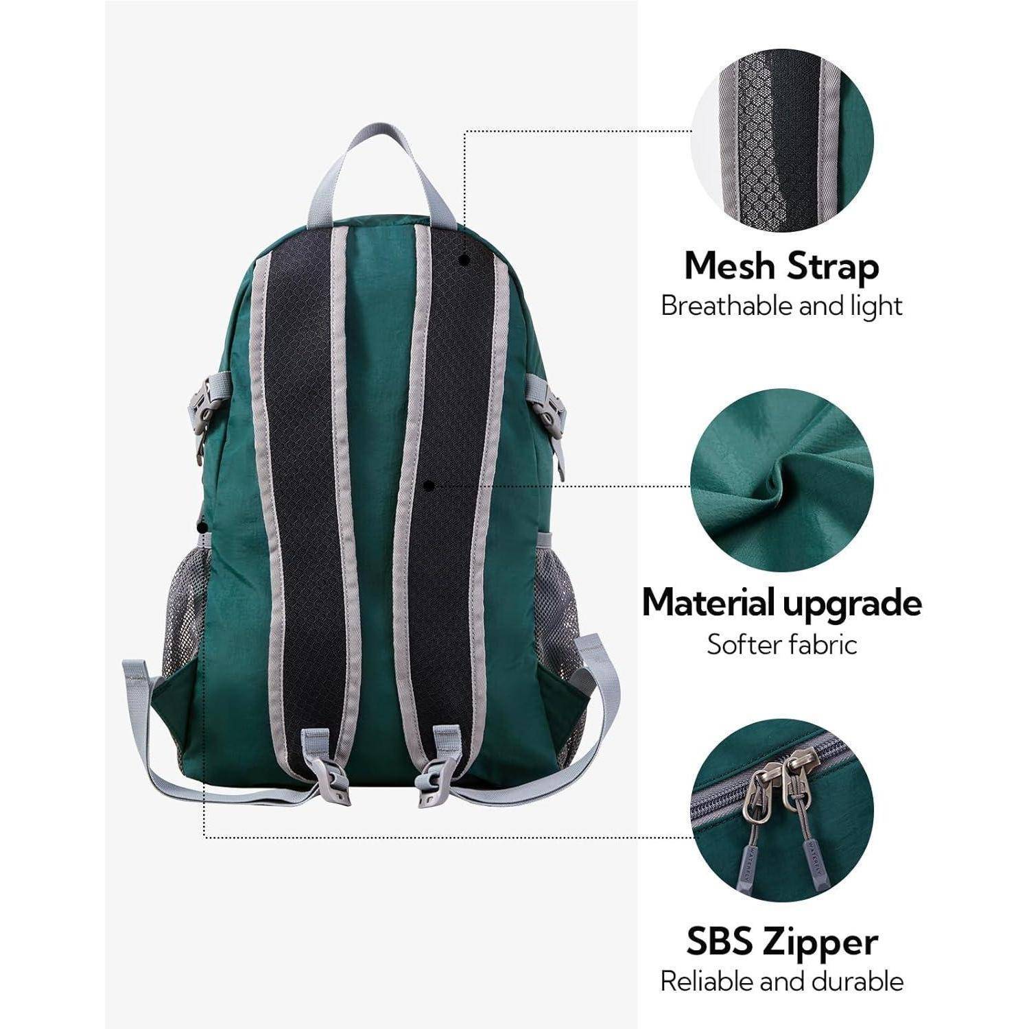 Rucksack 20L ultraleicht faltbar Daypack Trekking Herren Dunkelgrün