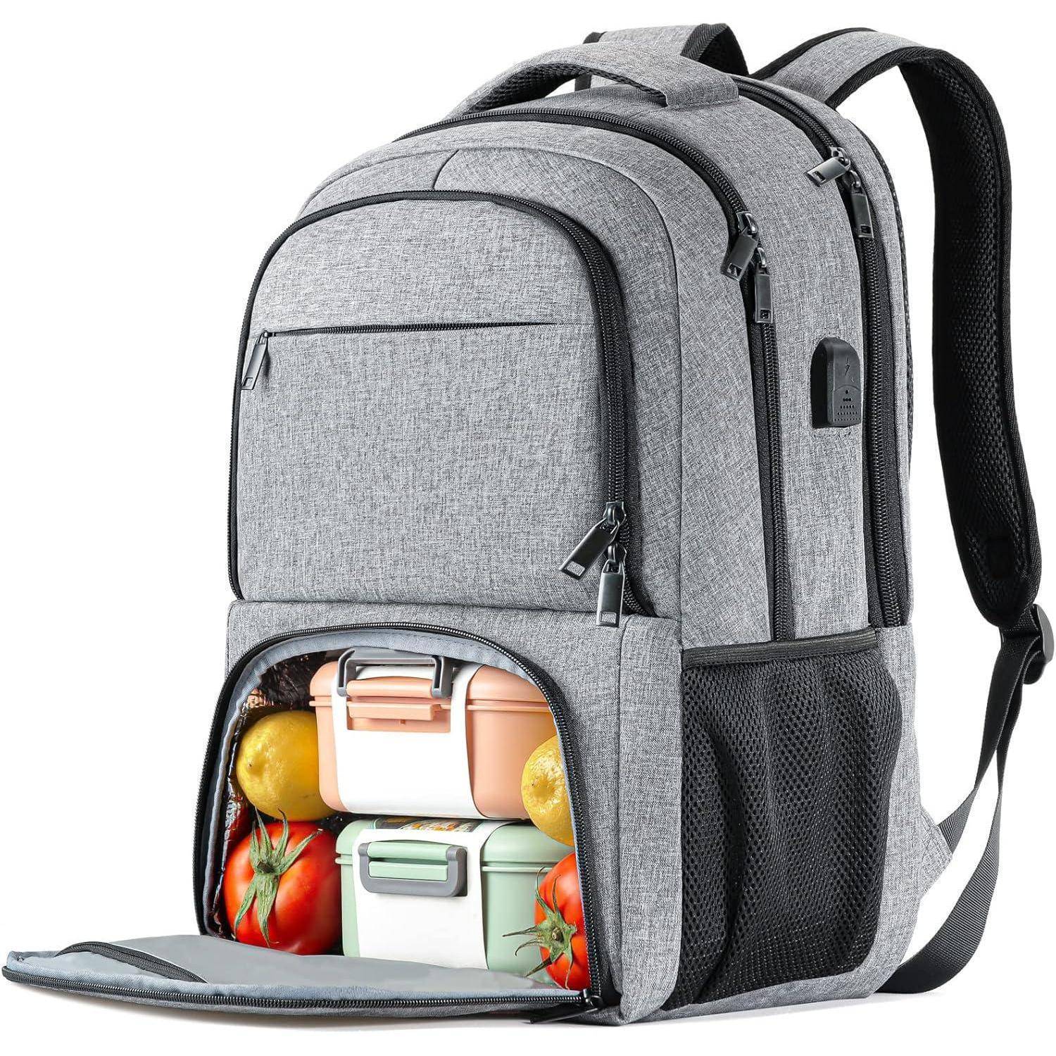 Rucksack Herren Laptop USB Business Notebook 17.3 Zoll Grau