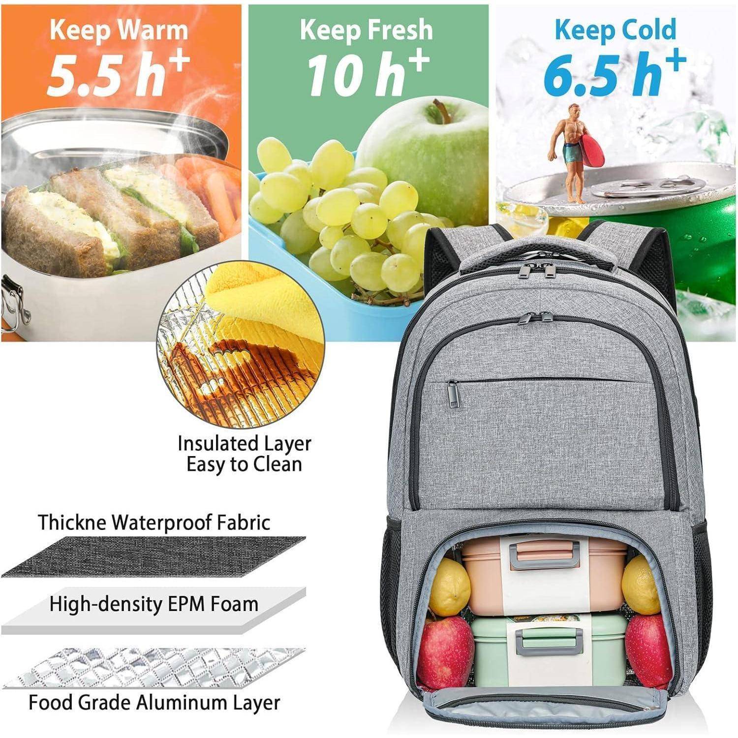 Rucksack Herren Laptop USB Business Notebook 17.3 Zoll Grau