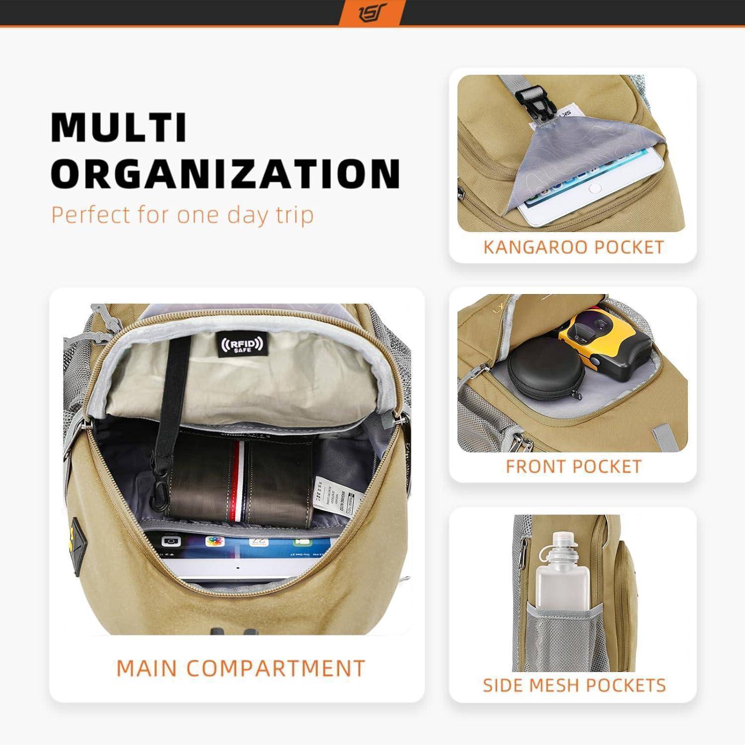 Brusttasche Sling Crossbody Umhängetasche Herren Outdoor Khaki