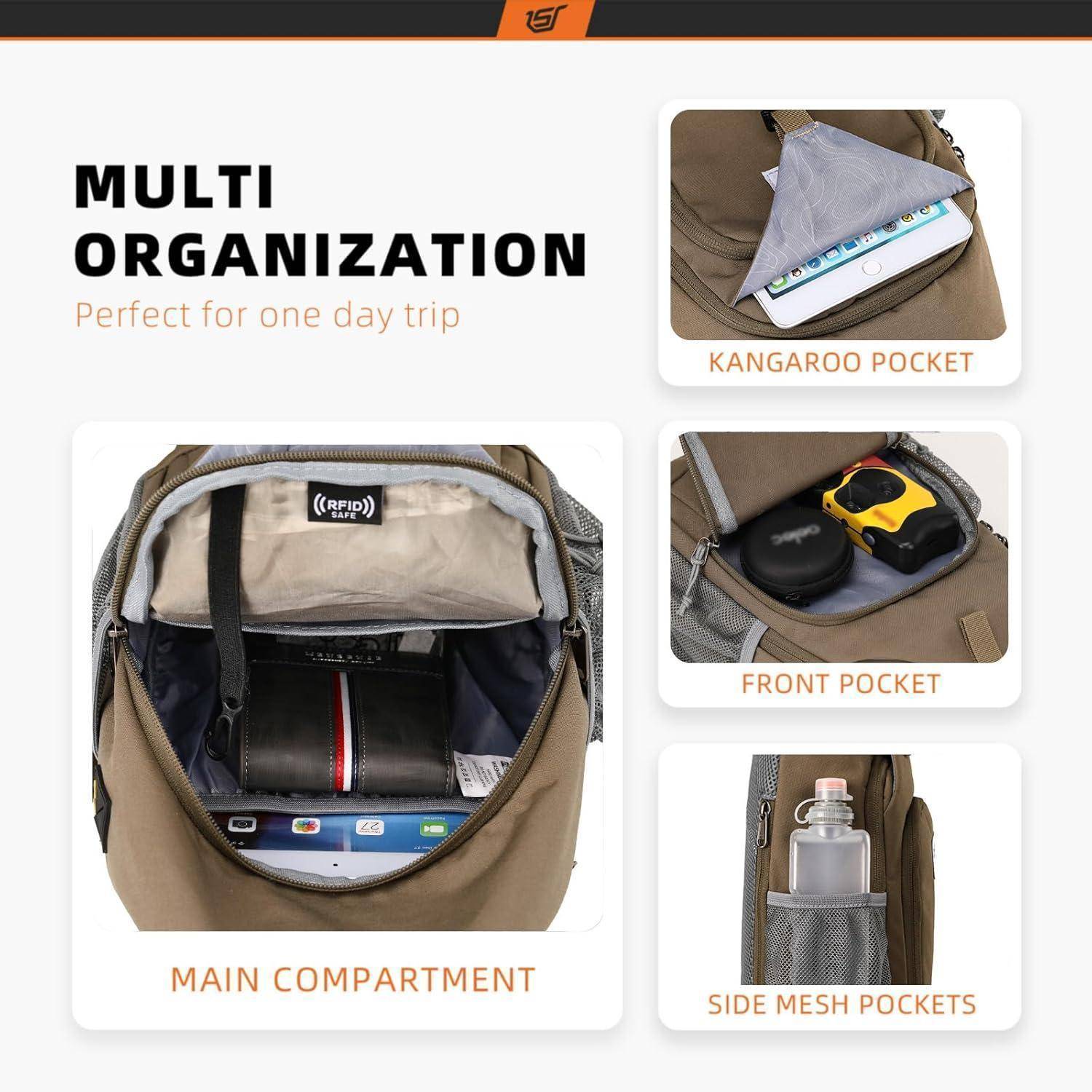 Brusttasche Sling Crossbody Herren Damen Outdoor Urbnax7 taupe