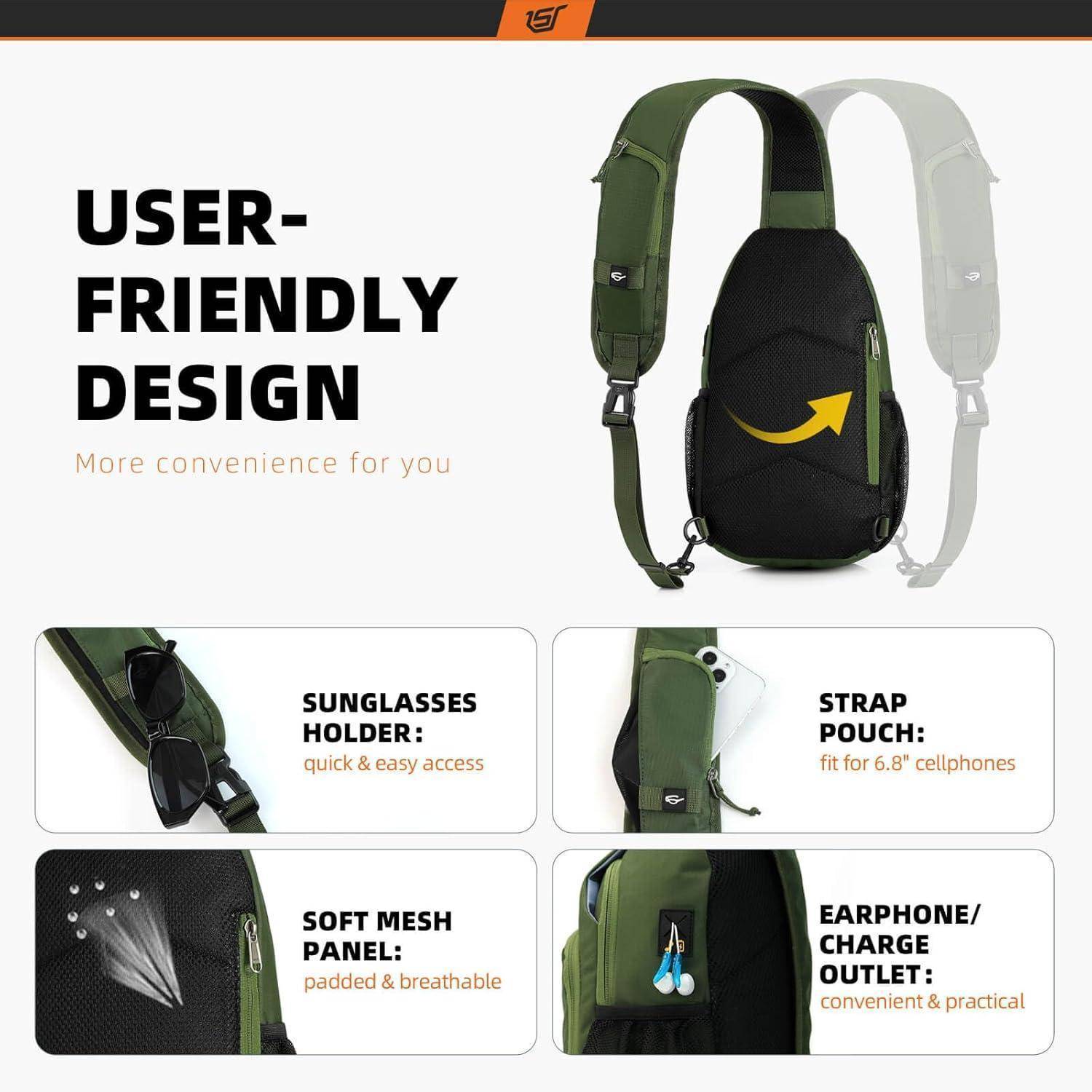 Brusttasche Schultertasche Sling Crossbody Herren Urbanx7-armygrün