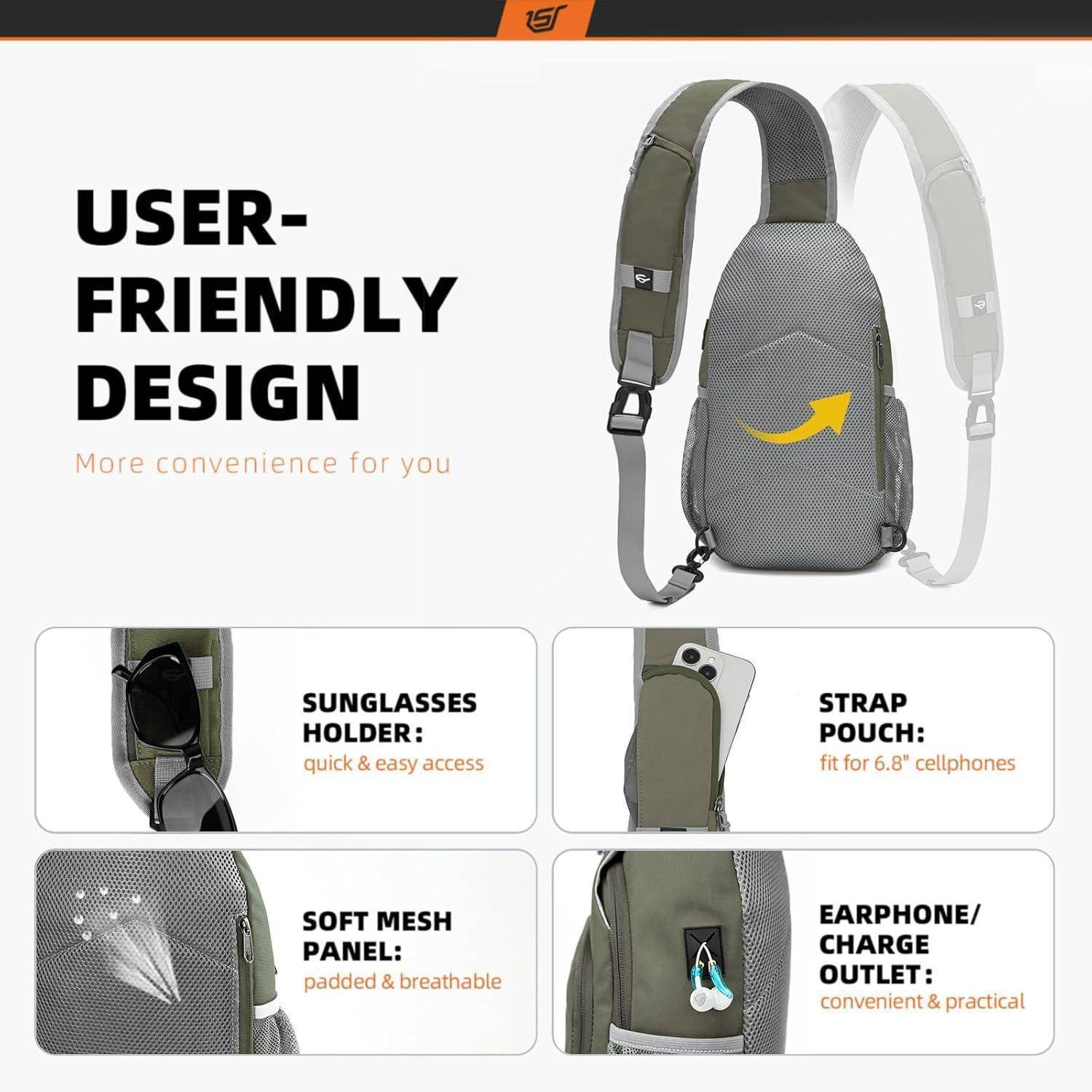 Brusttasche Slingbag Crossbody Herren Damen Outdoor Helles Taupe