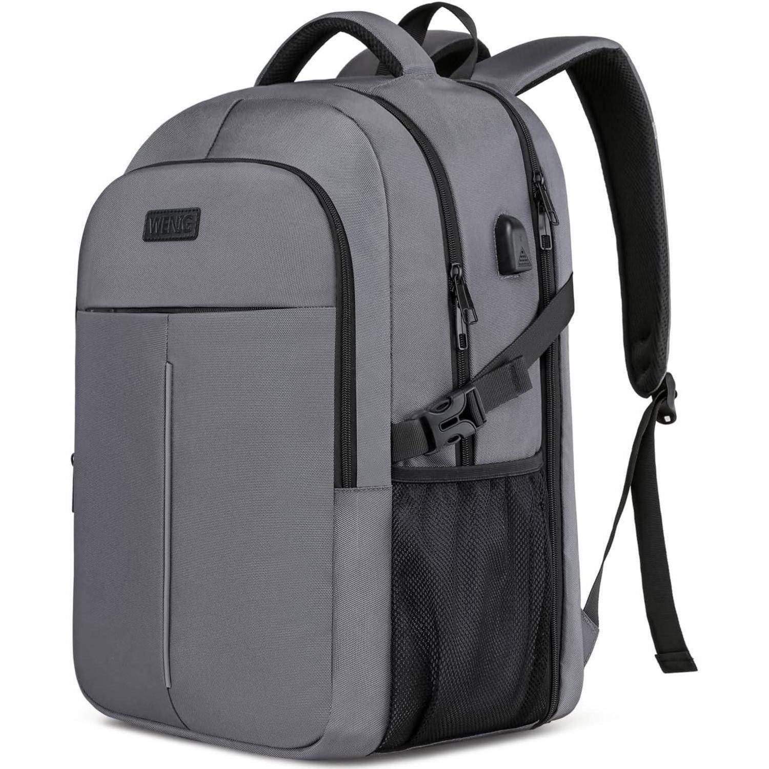 Laptop Rucksack Herren USB Business Notebook Schule 17.3 Zoll Grau