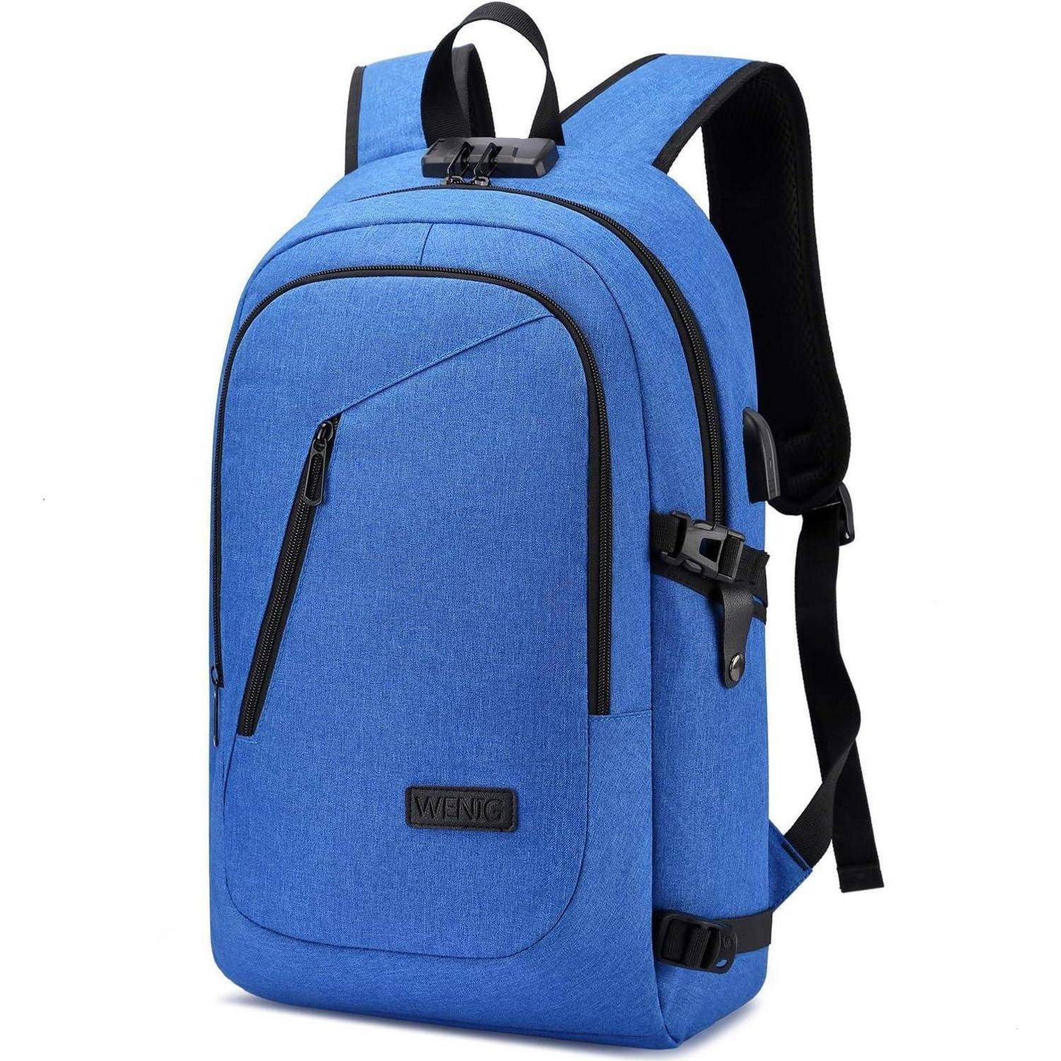 Laptop Rucksack Herren Anti Diebstahl Wasserdicht USB 15,6 Zoll Blau