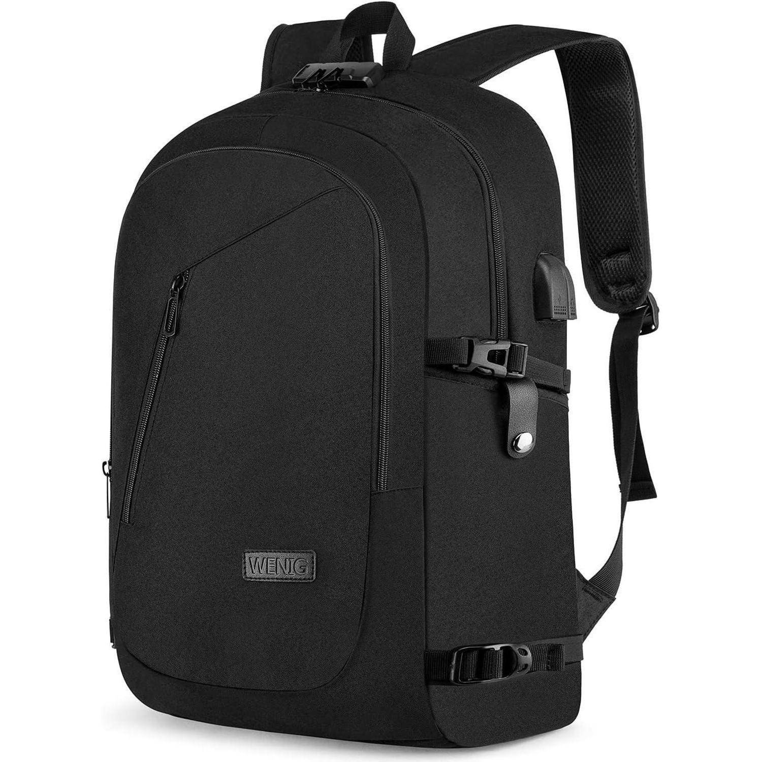 Laptop Rucksack Diebstahlschutz USB Schloss Schwarz 17.3 inch Schwarz
