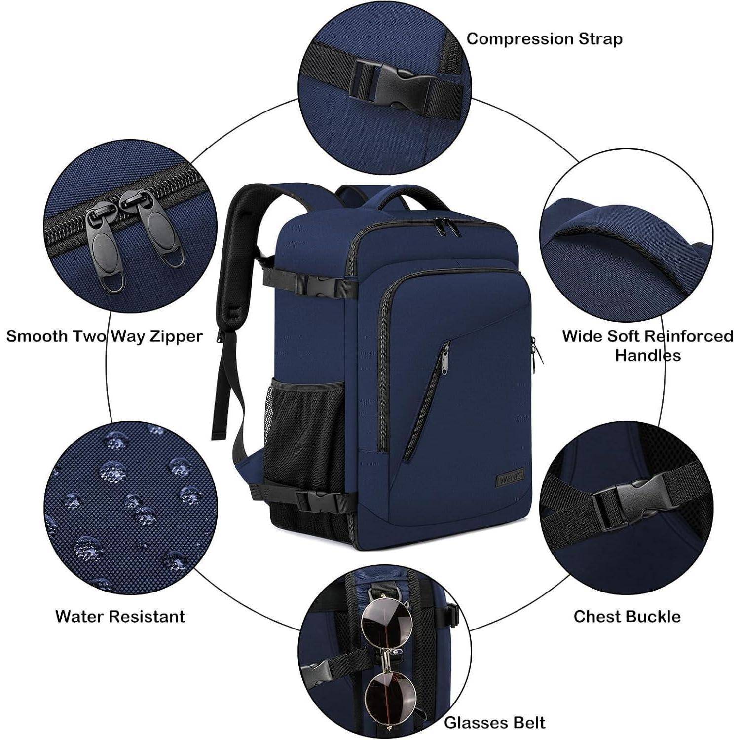 Handgepäck Rucksack 45x36x20 Laptop USB Blau-m 45 x 36 x 20cm-30L