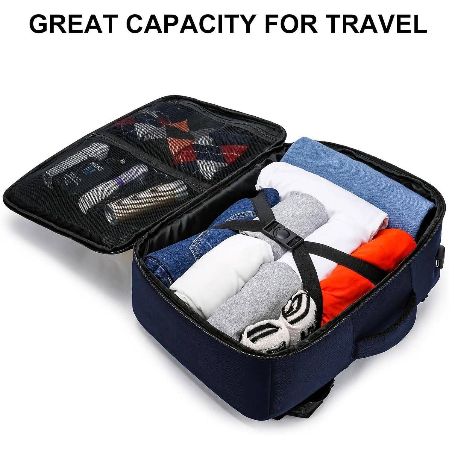 Handgepäck Rucksack 45x36x20 Laptop USB Blau-m 45 x 36 x 20cm-30L