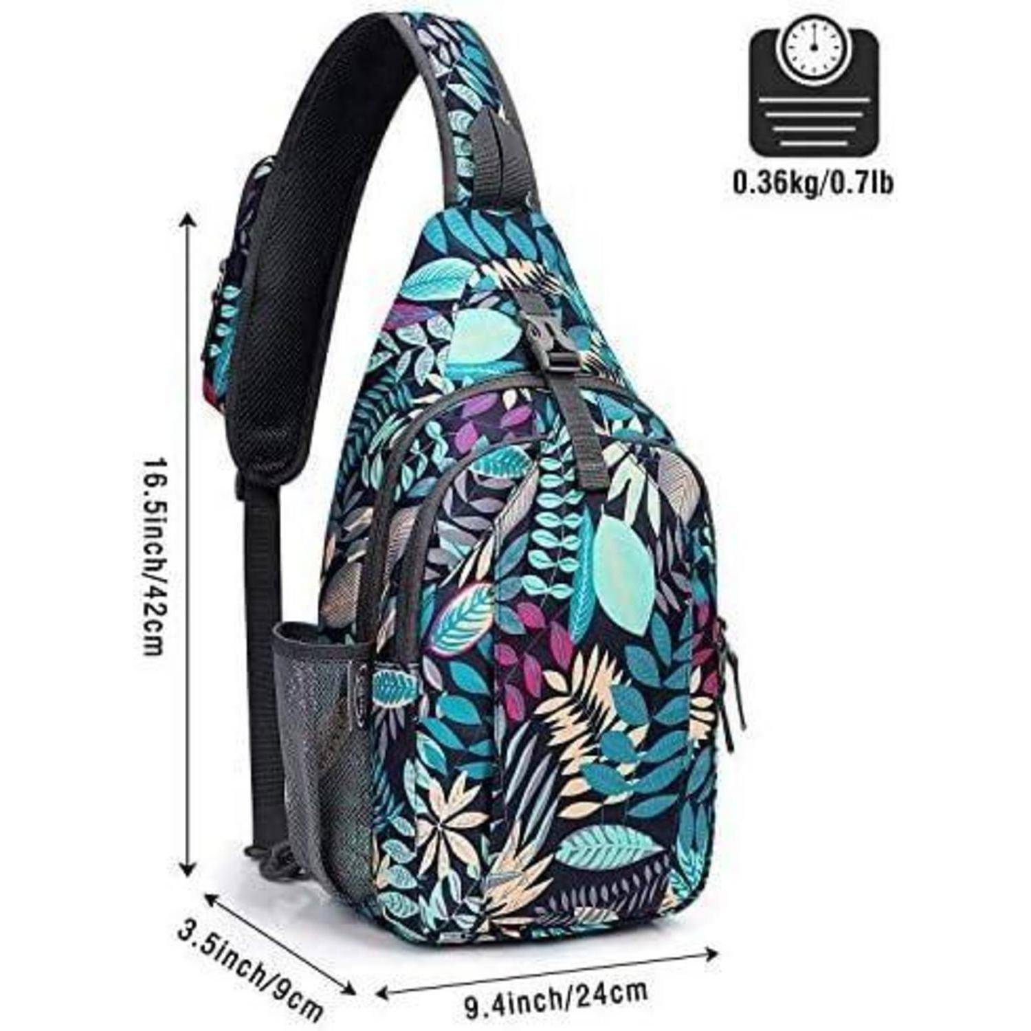 Sling Bag Diebstahlschutz Brusttasche Kopfhörerloch Ahornblattblau