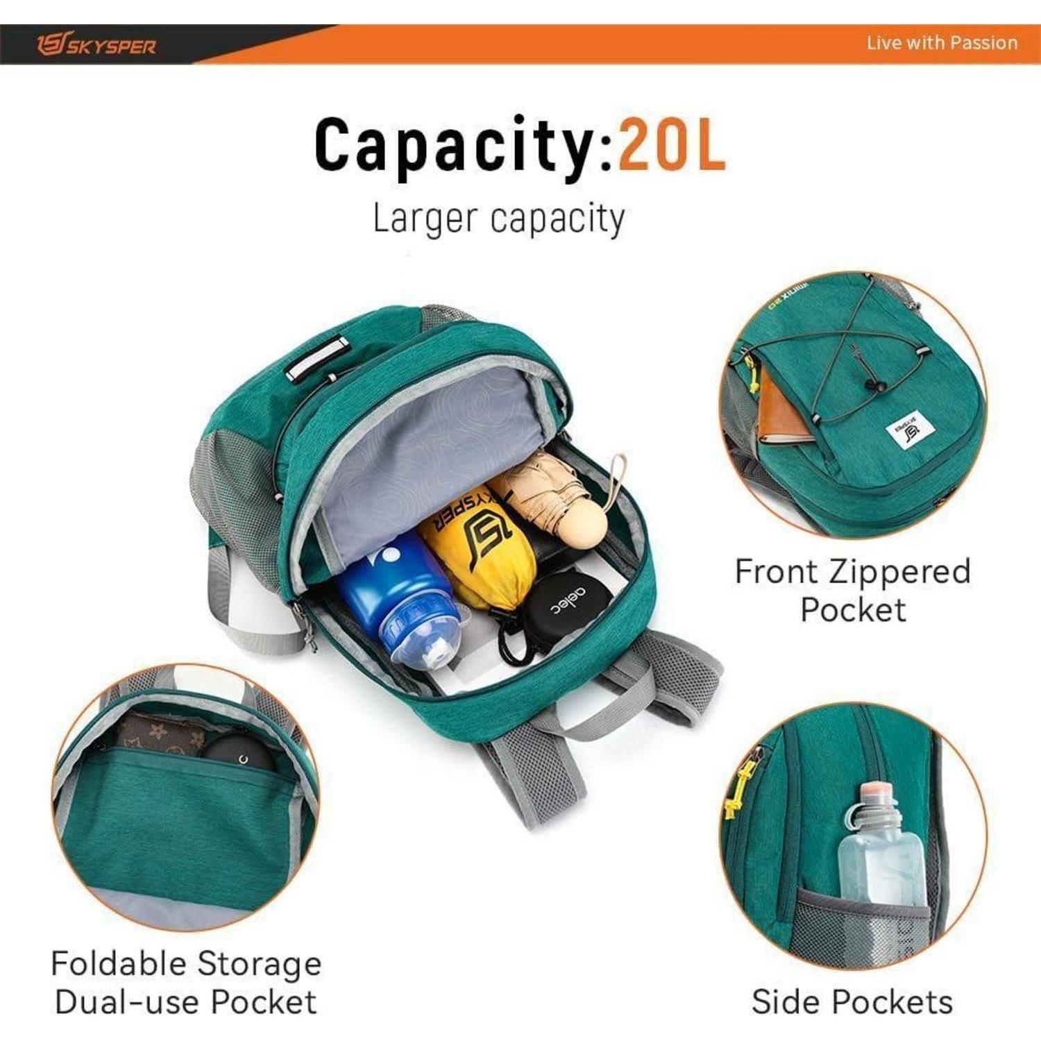 Rucksack 20L Wanderrucksack Reiserucksack Camping Türkis