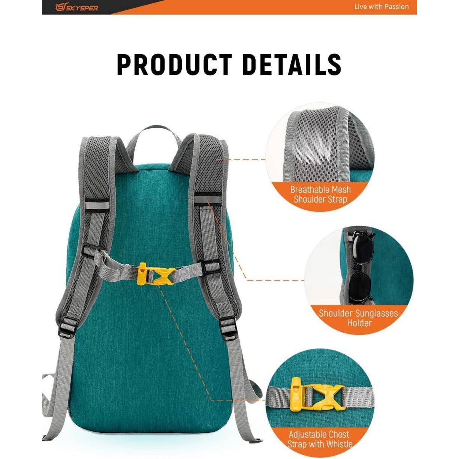 Rucksack 20L Wanderrucksack Reiserucksack Camping Türkis