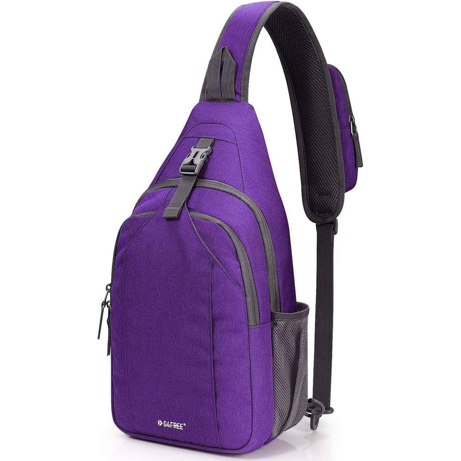Brusttasche Diebstahlschutz Crossbody Kopfhörerloch Violett Grau