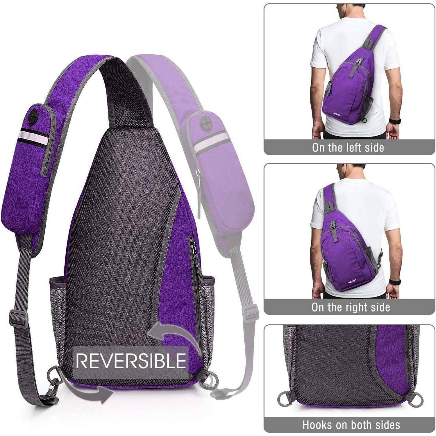 Brusttasche Diebstahlschutz Crossbody Kopfhörerloch Violett Grau