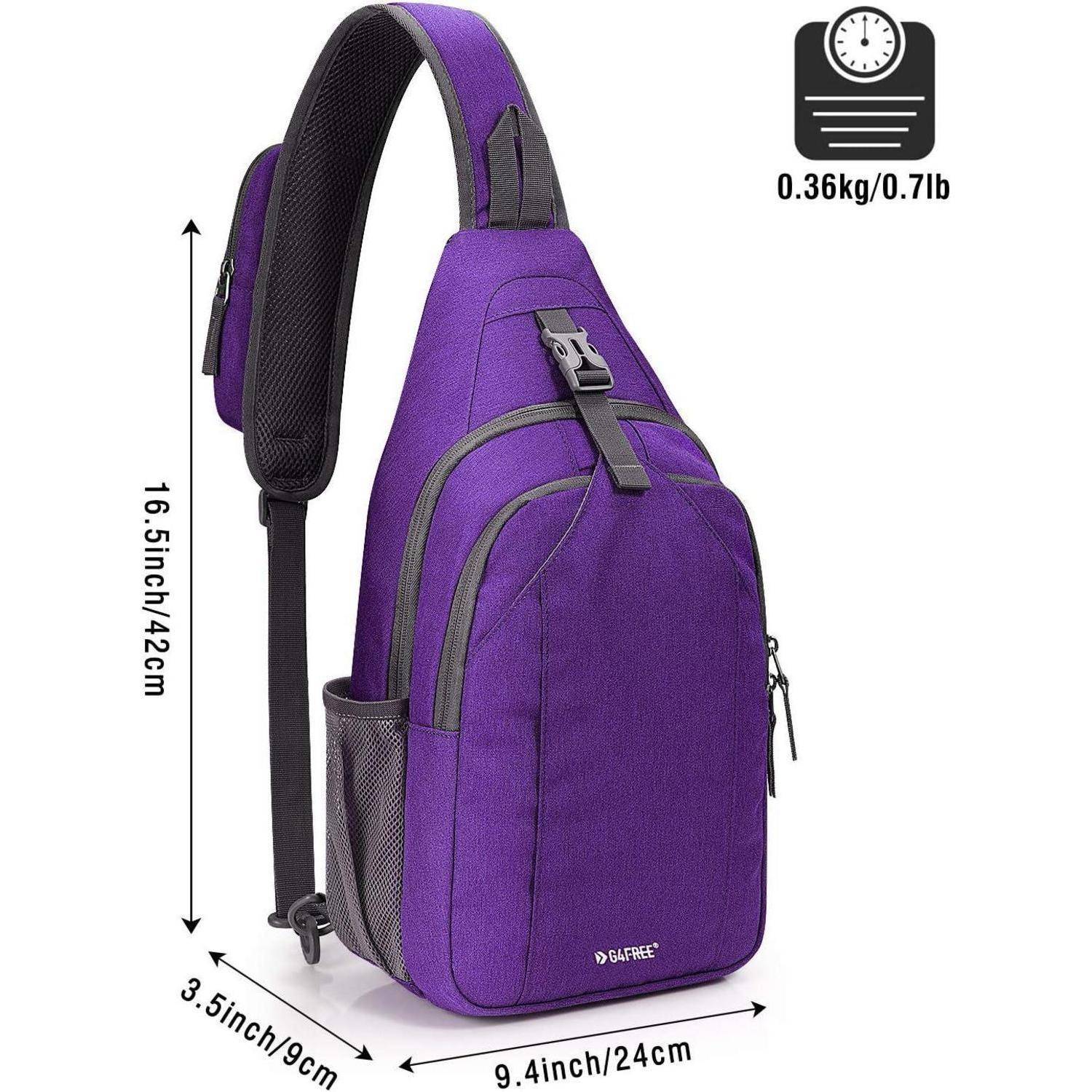 Brusttasche Diebstahlschutz Crossbody Kopfhörerloch Violett Grau