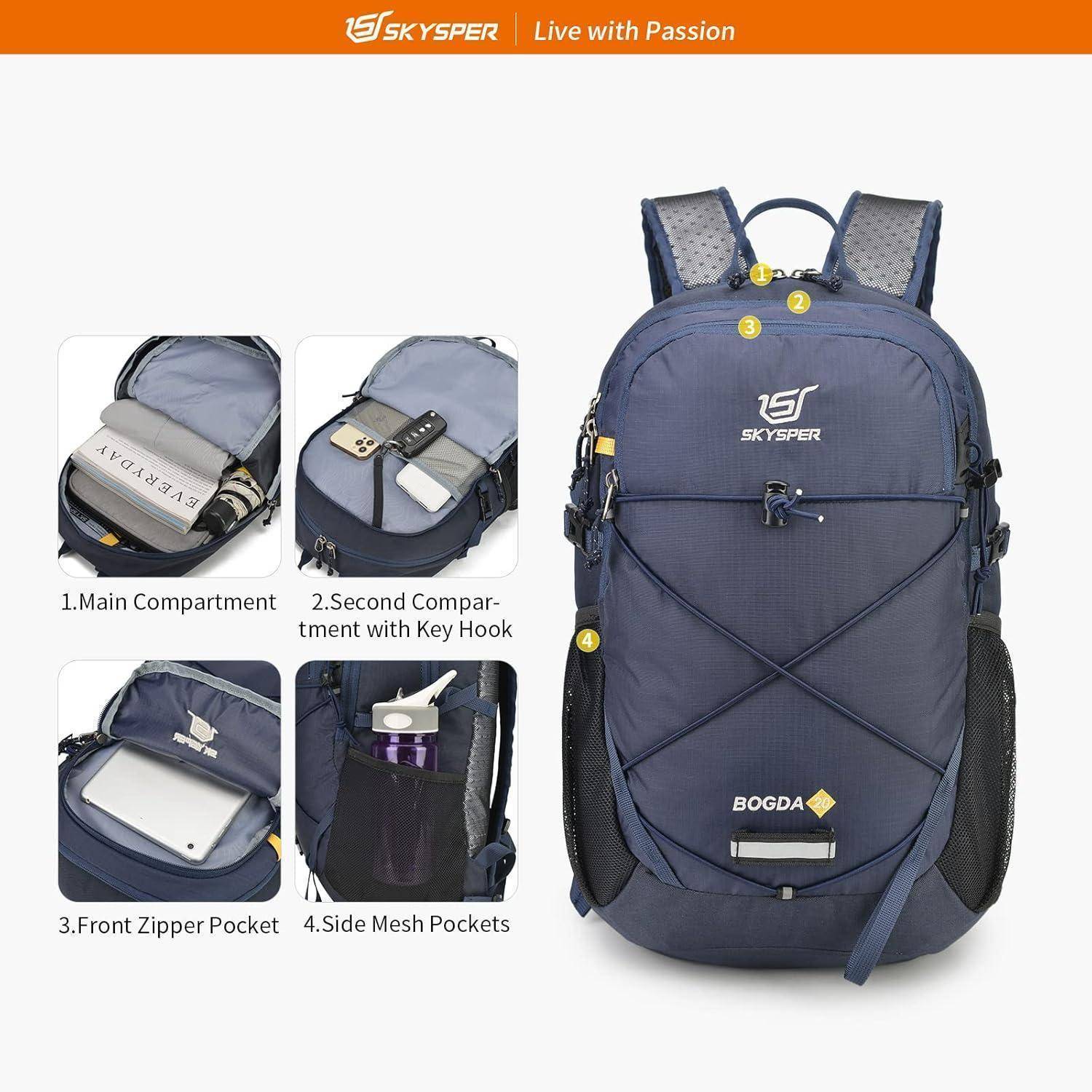 Wanderrucksack 20L Herren Damen Klein Leicht Outdoor Marineblau 02