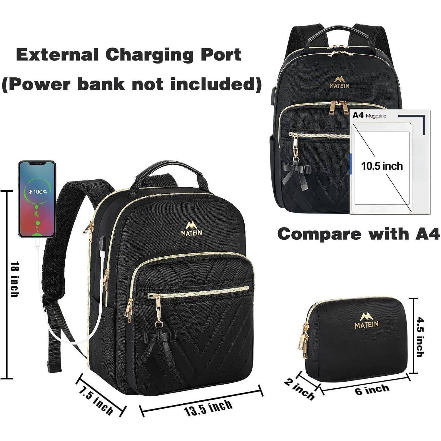 Rucksack Damen 17Zoll Laptop Diebstahlsicher Large-17,3 Zoll Schwarz