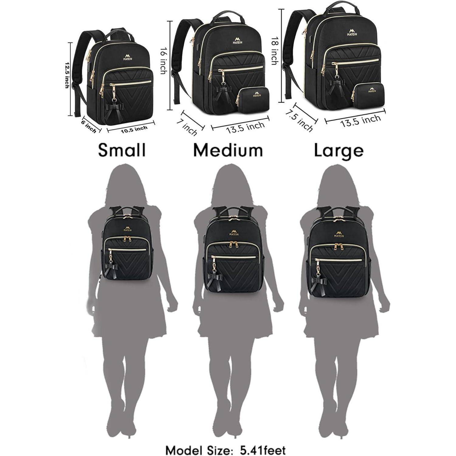 Rucksack Damen 17Zoll Laptop Diebstahlsicher Large-17,3 Zoll Schwarz