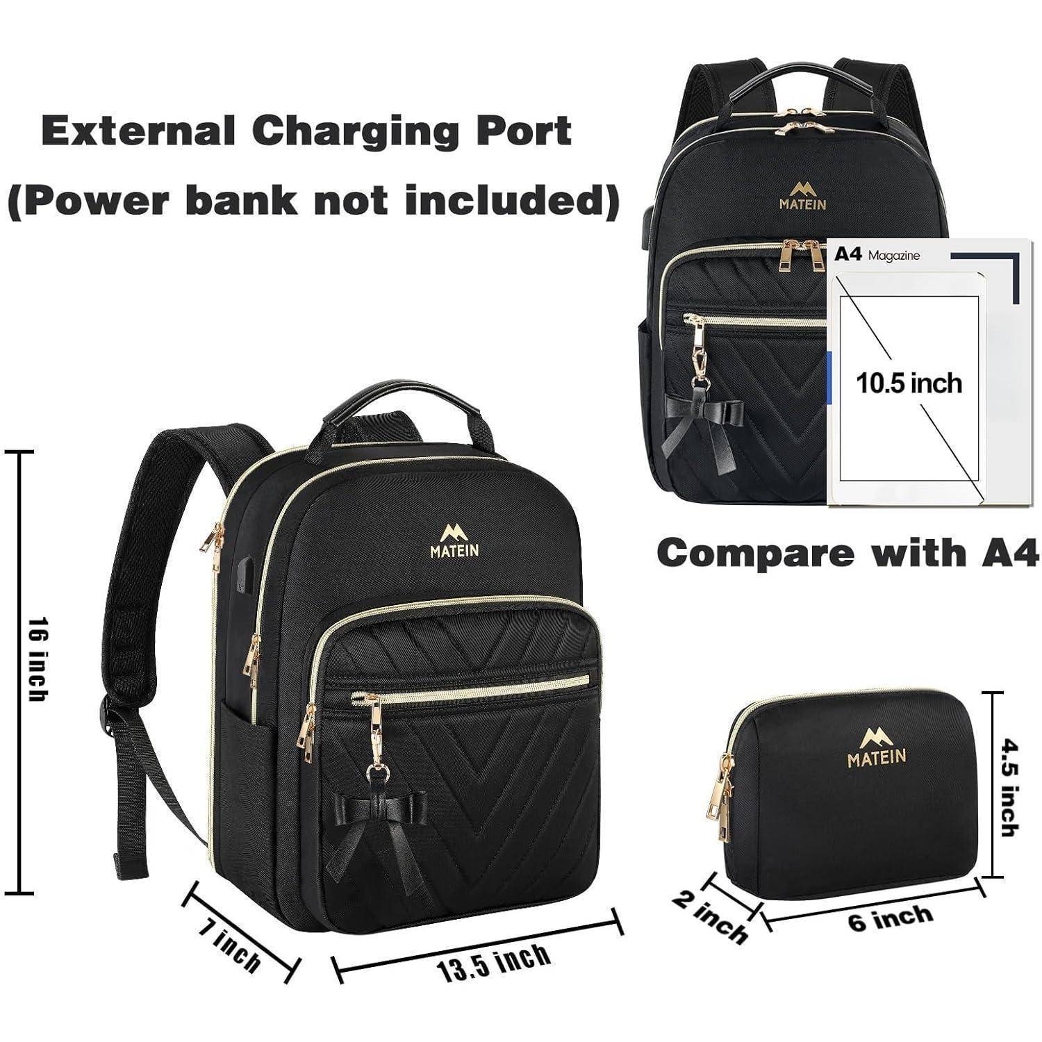 Rucksack Damen Laptop 15,6Zoll 2in1 USB Medium-15,6 Zoll Schwarz