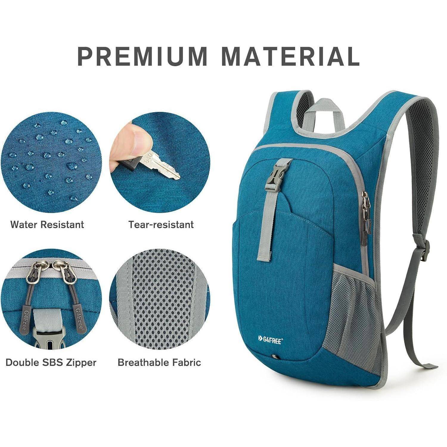 Rucksack 12L Faltbar Leicht Daypack Outdoor Wandern Camping Pfauenblau