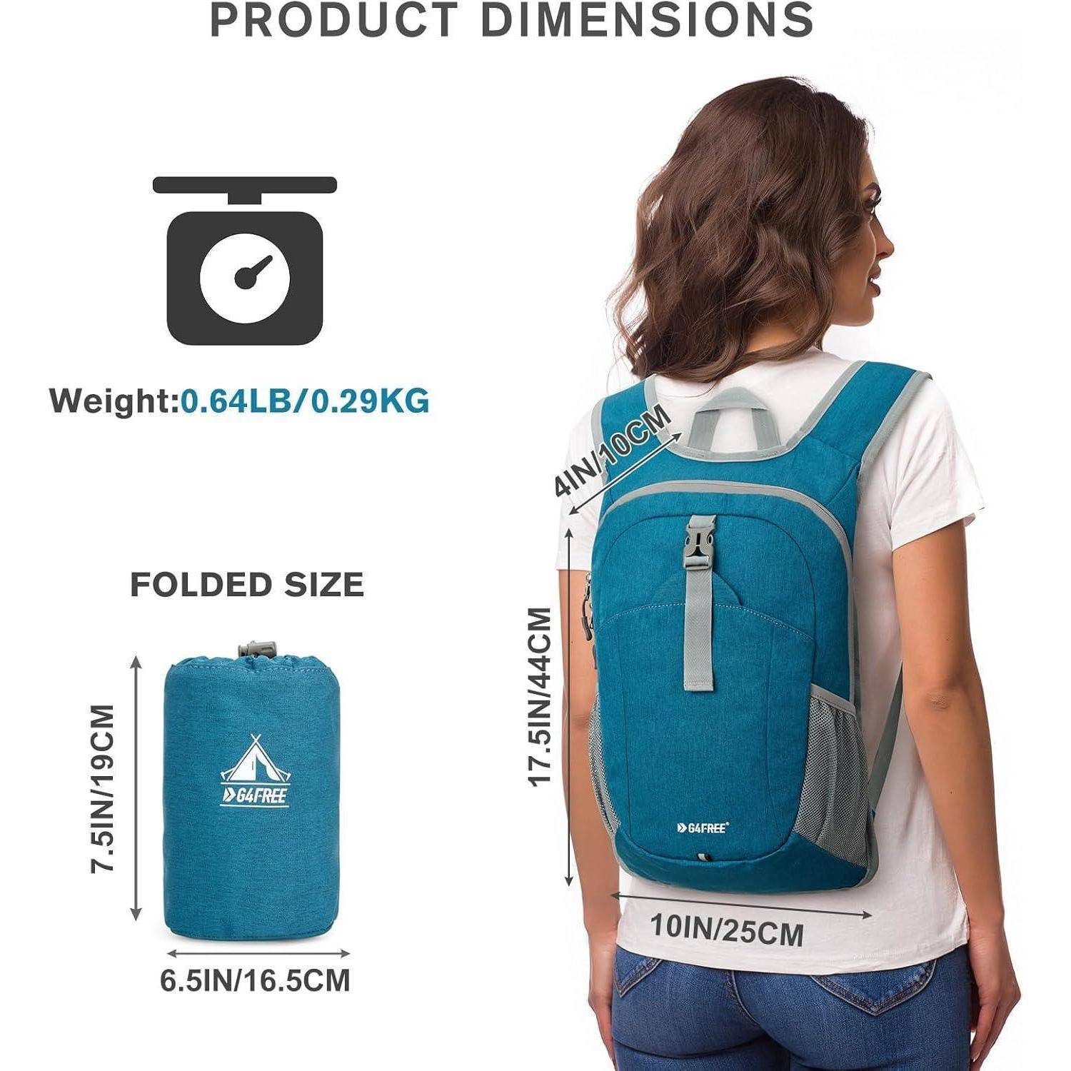 Rucksack 12L Faltbar Leicht Daypack Outdoor Wandern Camping Pfauenblau