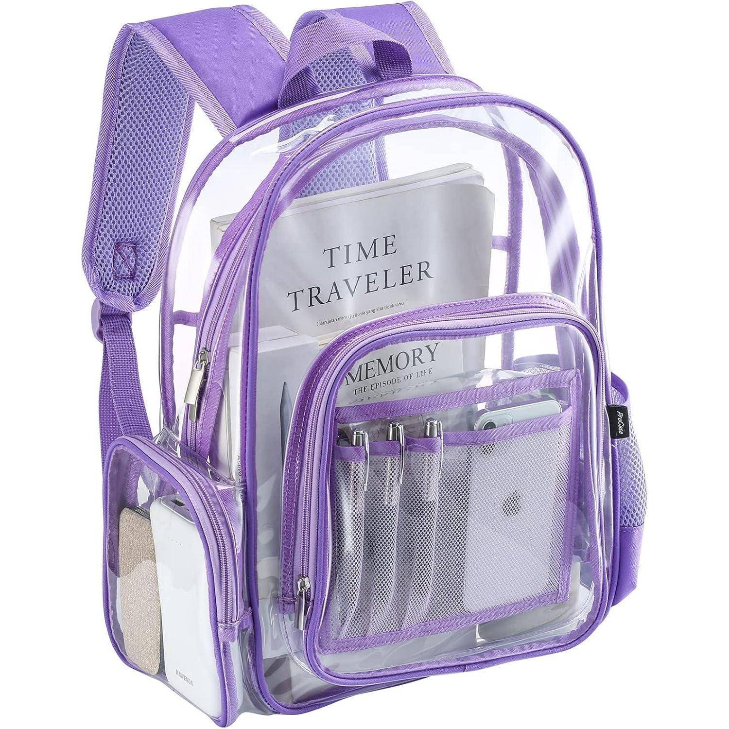 Rucksack Transparent PVC Wasserdicht Schulrucksack Lila