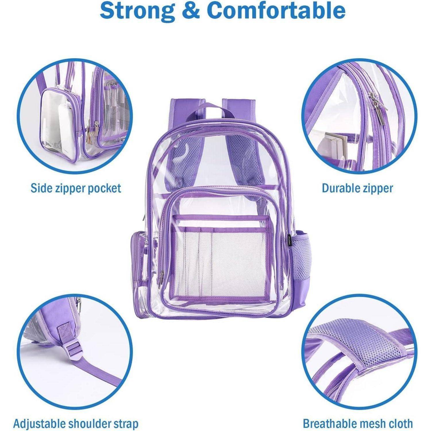 Rucksack Transparent PVC Wasserdicht Schulrucksack Lila