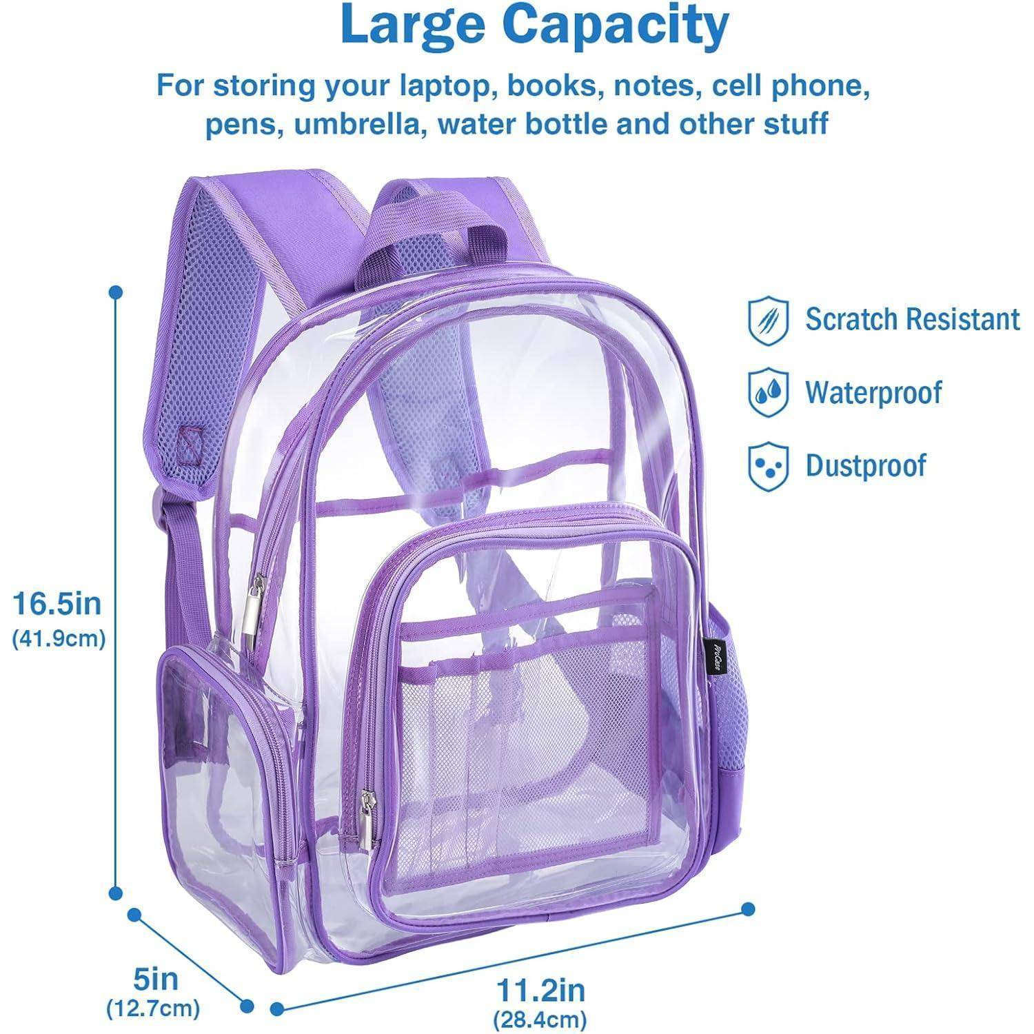 Rucksack Transparent PVC Wasserdicht Schulrucksack Lila