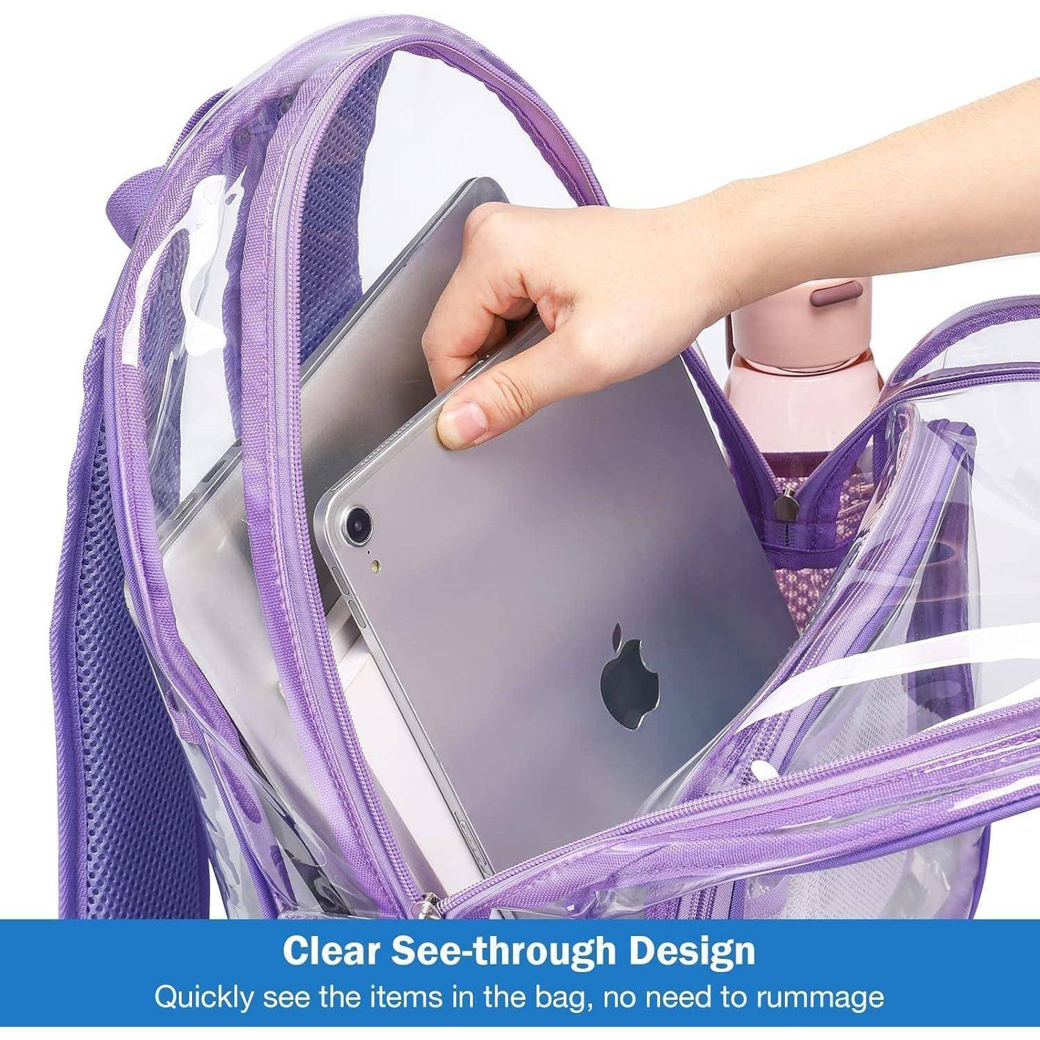 Rucksack Transparent PVC Wasserdicht Schulrucksack Lila