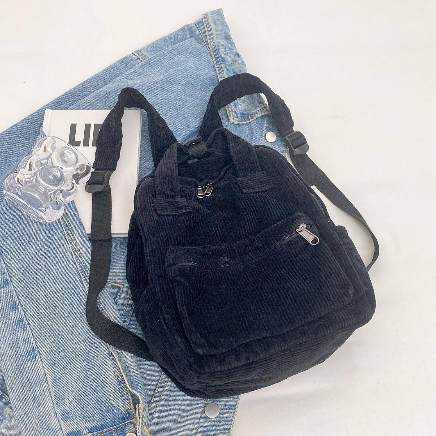 Rucksack Damen Klein Cityrucksack Daypack Schwarz