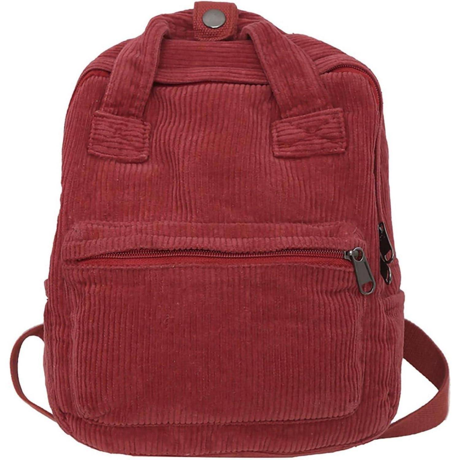 Rucksack Damen Klein Cord Cityrucksack Daypack kein A4 Rot