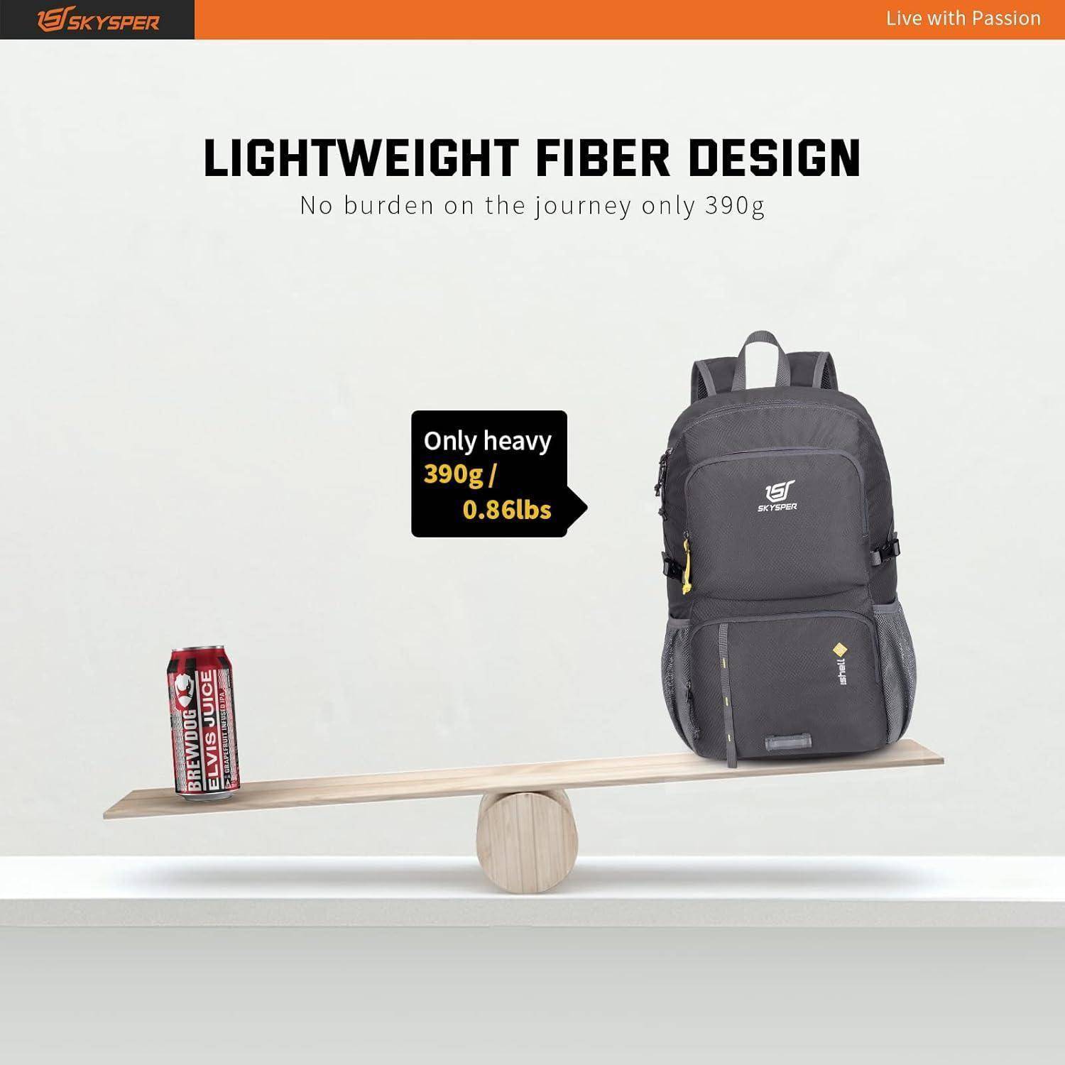 Rucksack Faltbar Ultraleicht Wasserfest Nassfach Ishell30-dunkelgrau