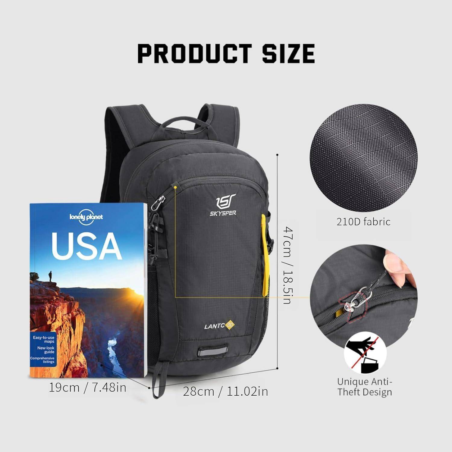 Wanderrucksack klein Rückenbelüftung 3D Mesh 30Liter Dunkelgrau-30l