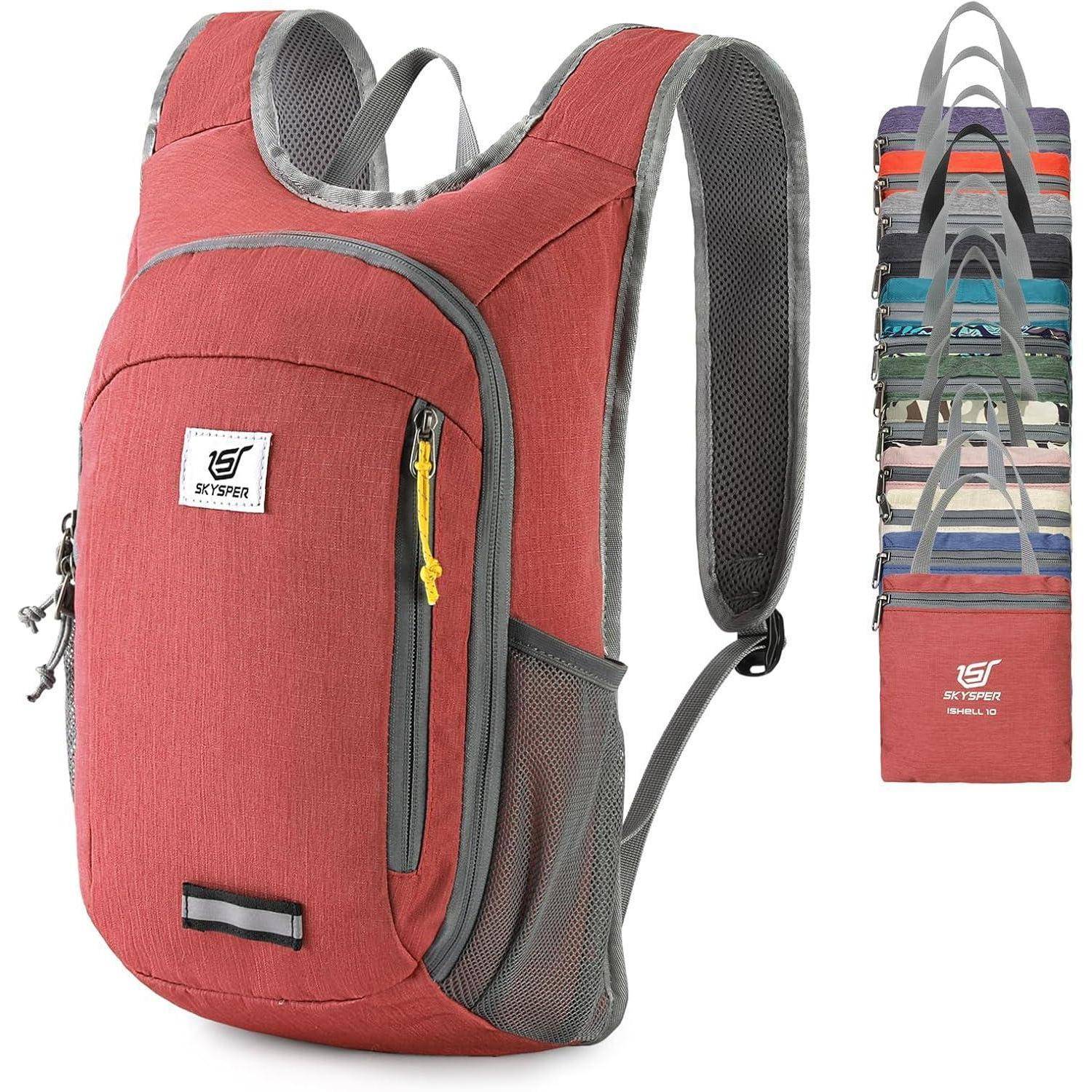 Rucksack Faltbar Ultraleicht Wasserfest Daypack 10L Rot
