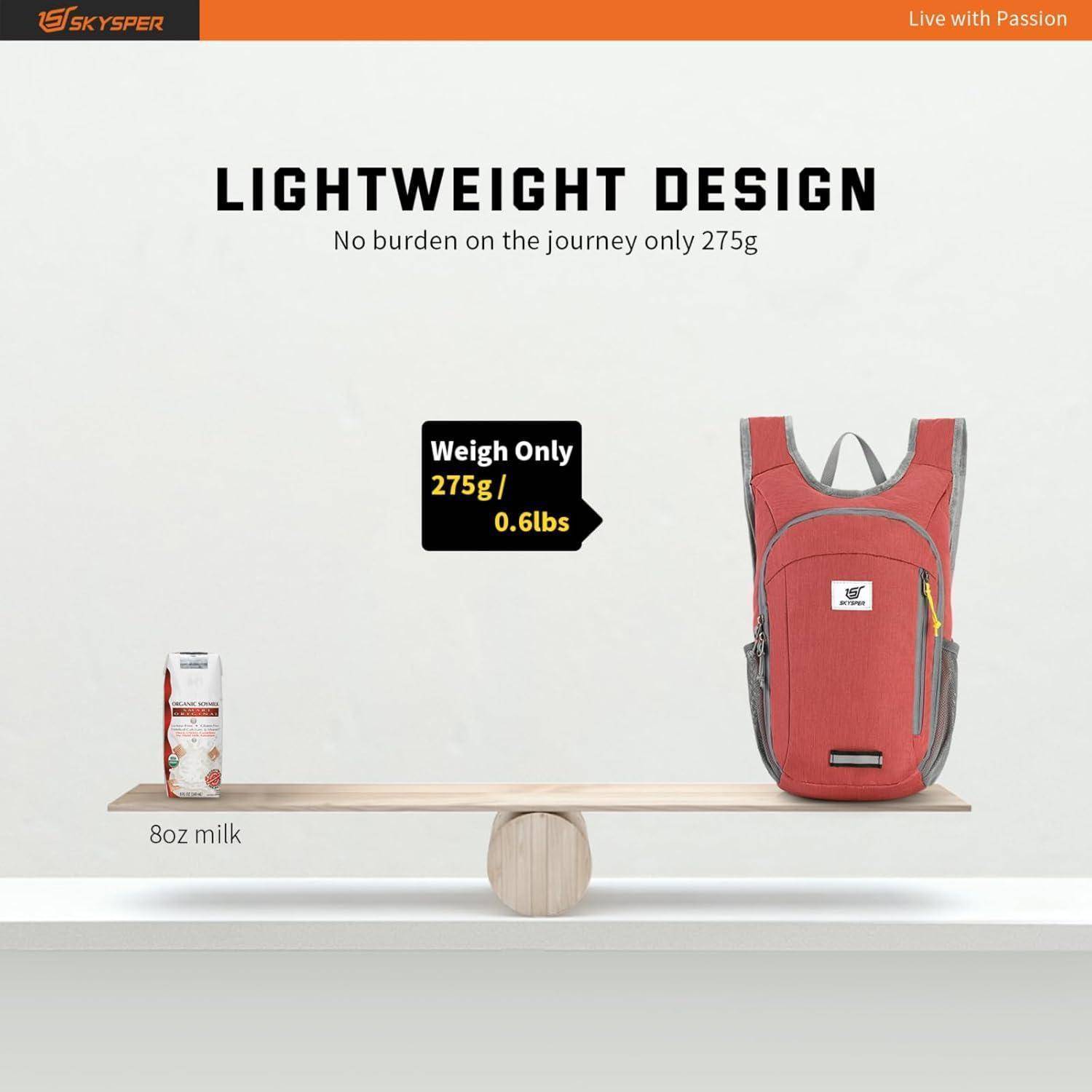 Rucksack Faltbar Ultraleicht Wasserfest Daypack 10L Rot