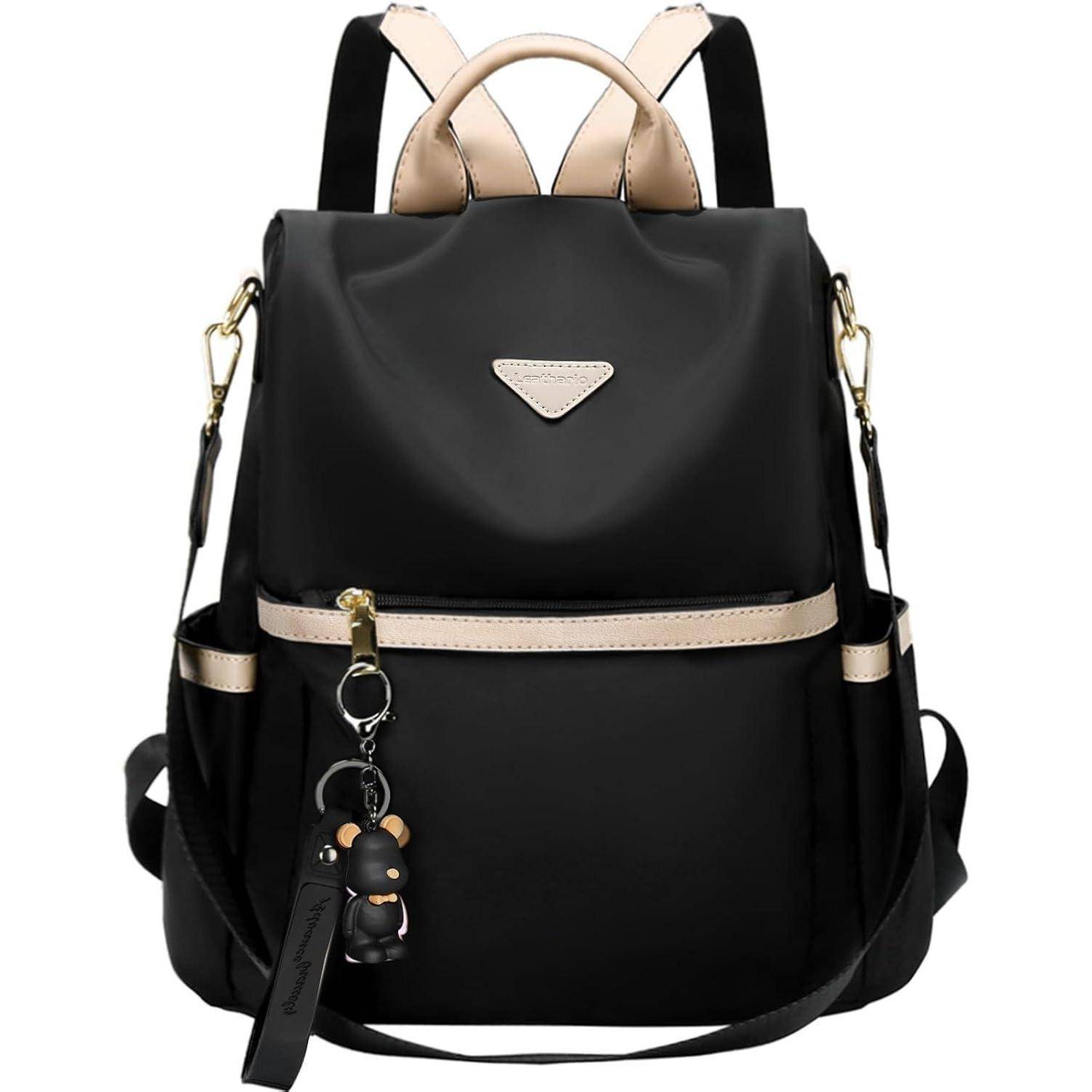Rucksack Damen diebstahlsicher Cityrucksack PX4 Schwarz mit Hellkhaki