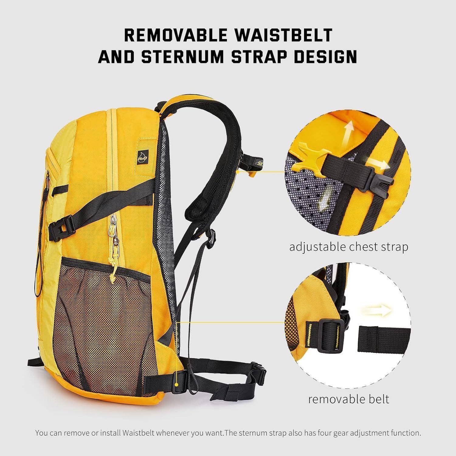 Wanderrucksack Rückenbelüftung Mesh Outdoor Wandern 20Liter Gelb-20l
