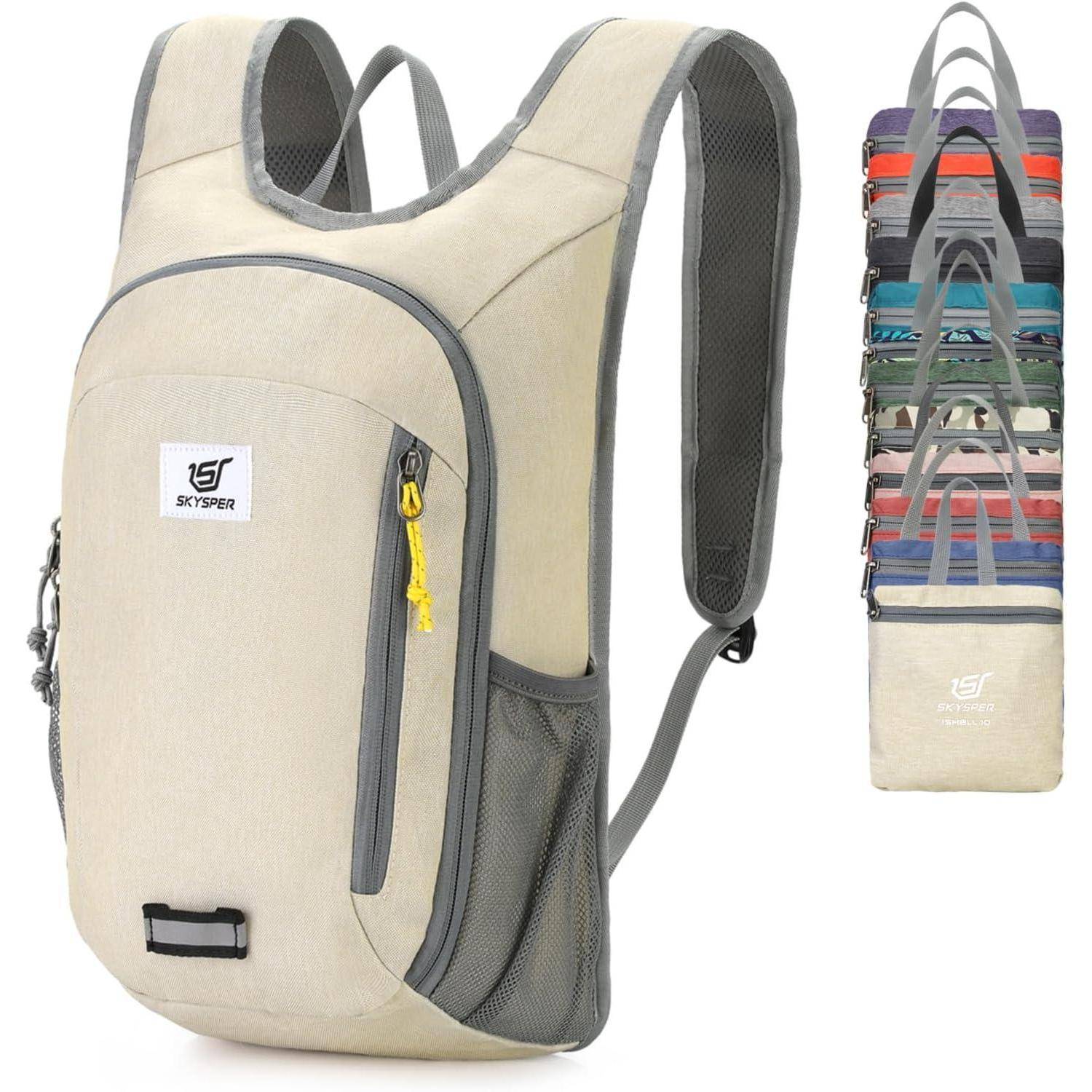 Rucksack Faltbar Ultraleicht Wasserfest 10L 15L 20L Daypack 10L Beige