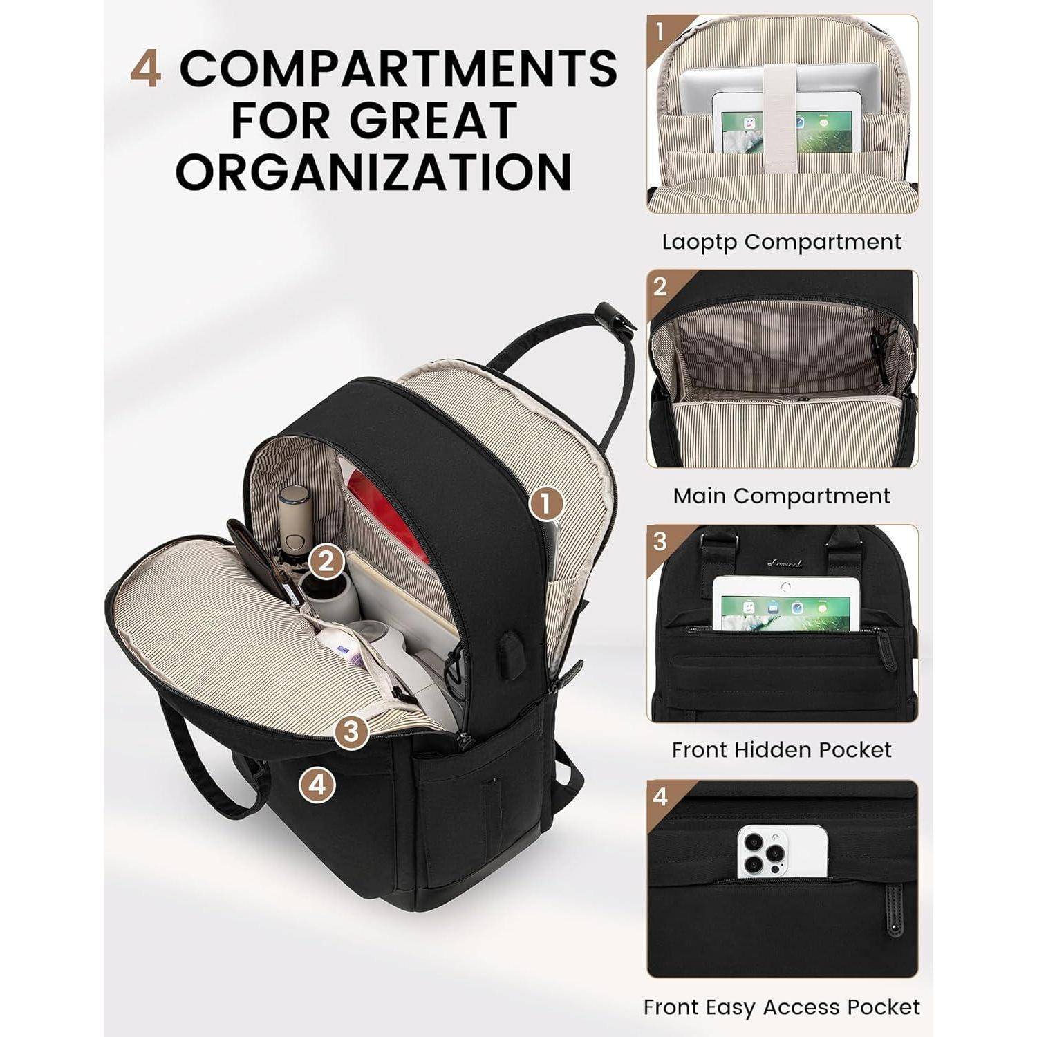 Schulrucksack Teenager Mädchen Laptopfach17Zoll 17,3 Zoll A-schwarz